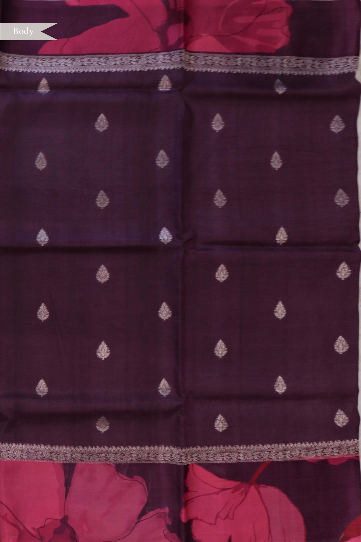 Deep Plum Tussar Silk Saree