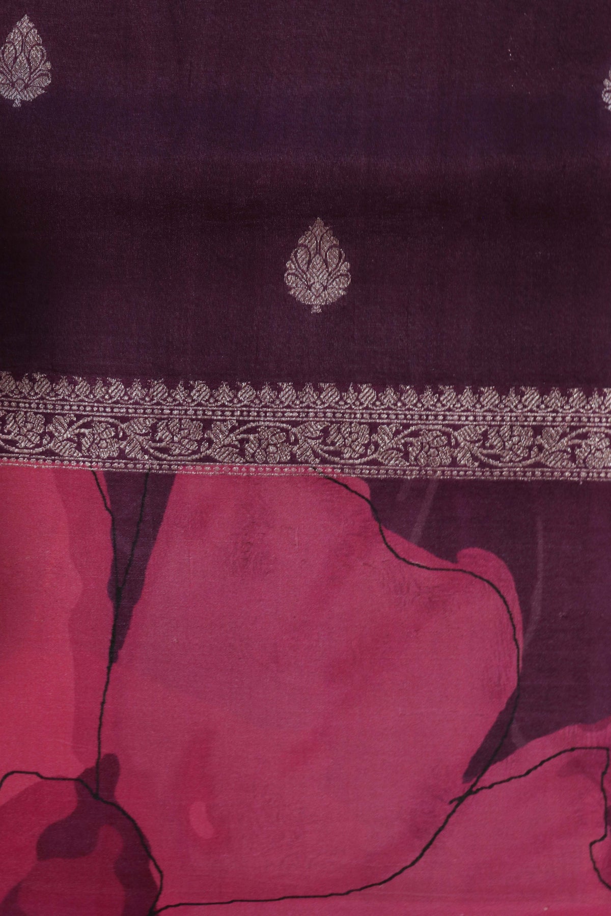 Deep Plum Tussar Silk Saree