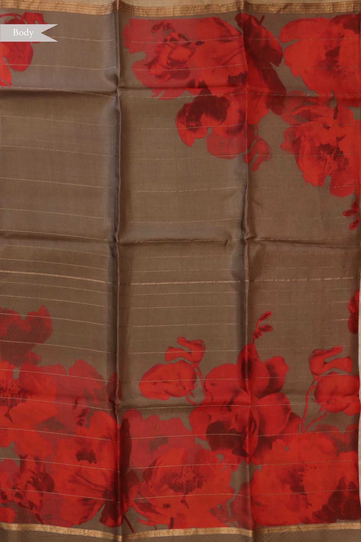 Taupe Brown Soft Tussar Silk Saree - Mokshaa