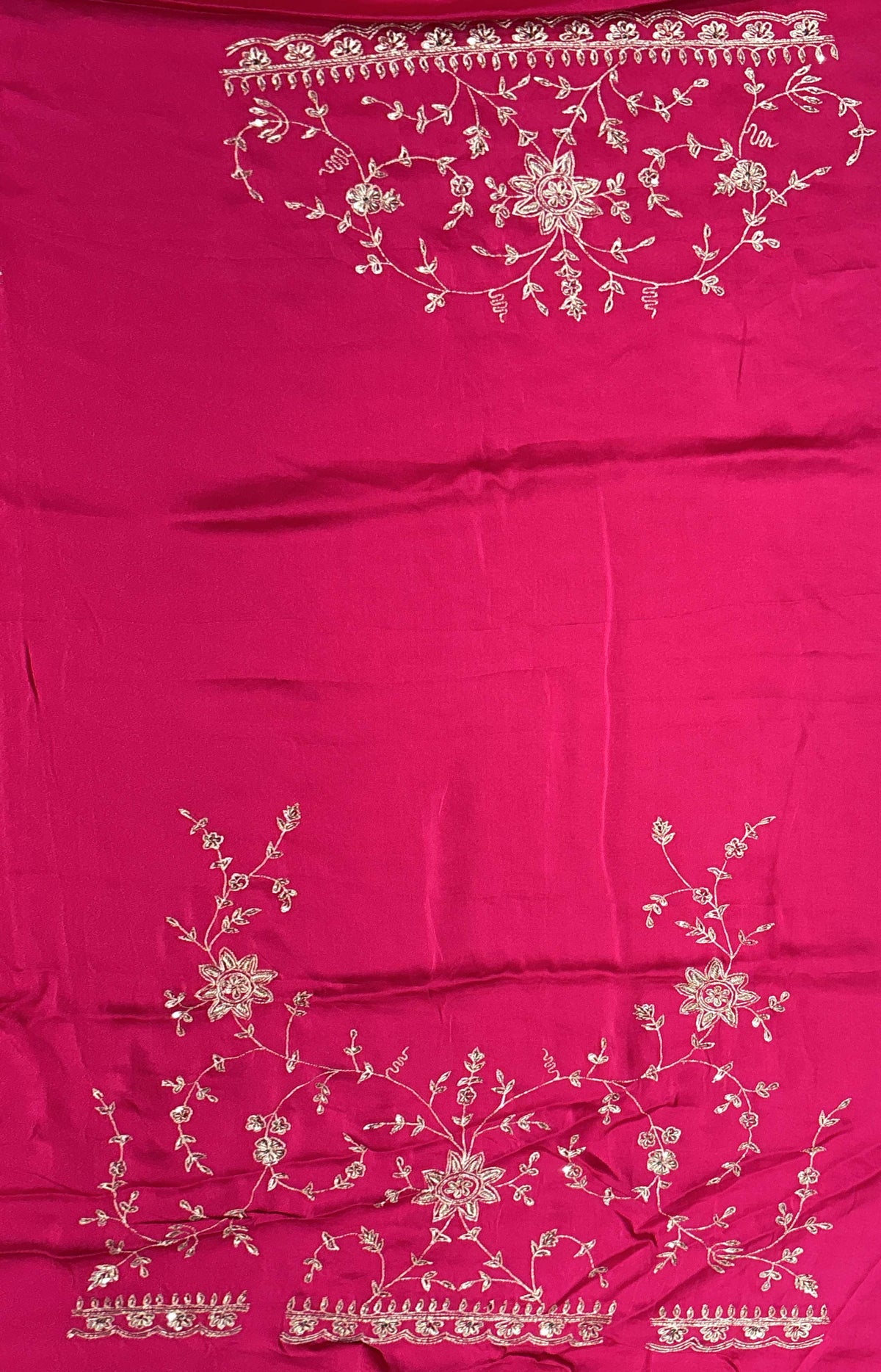 Rani Pink Satin Zardosi Saree