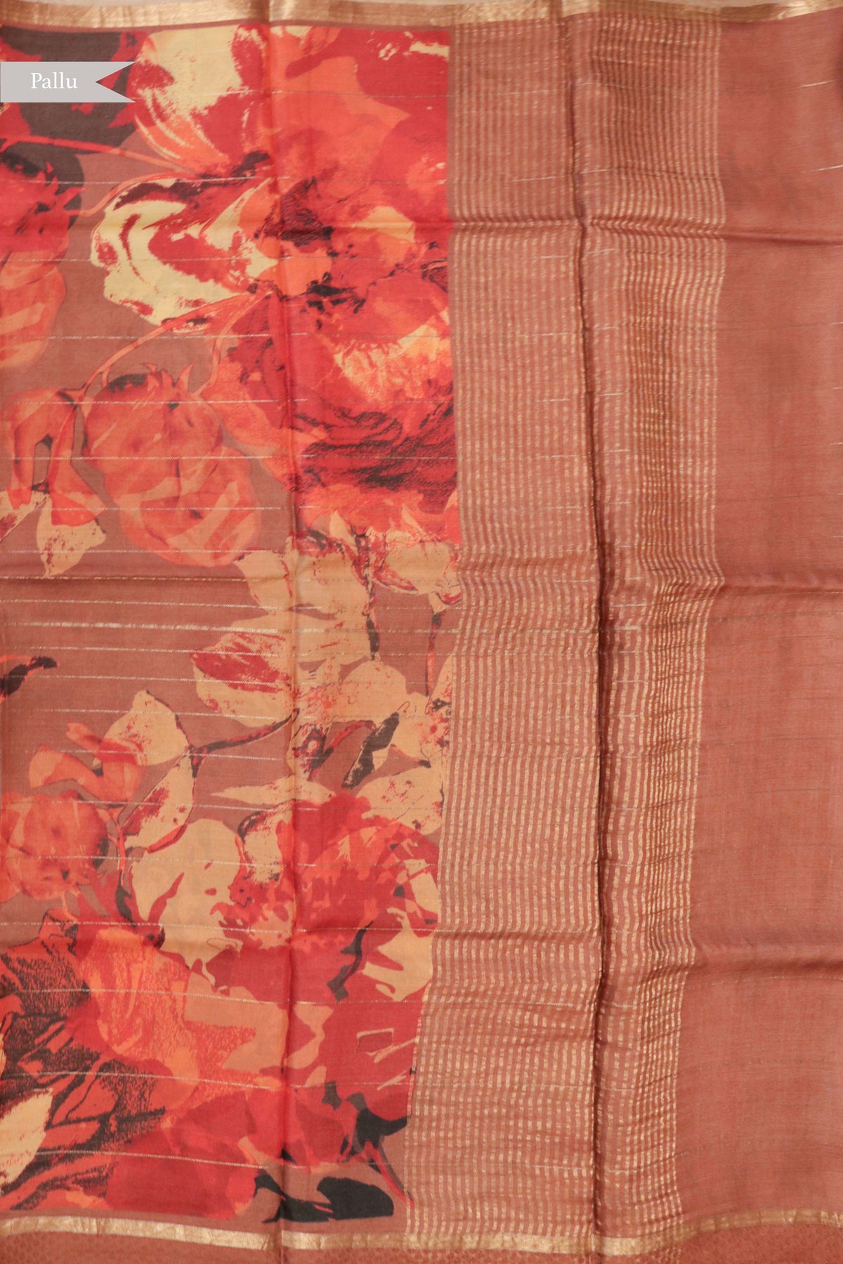 Rust Red Soft Tussar Silk Saree - Mokshaa