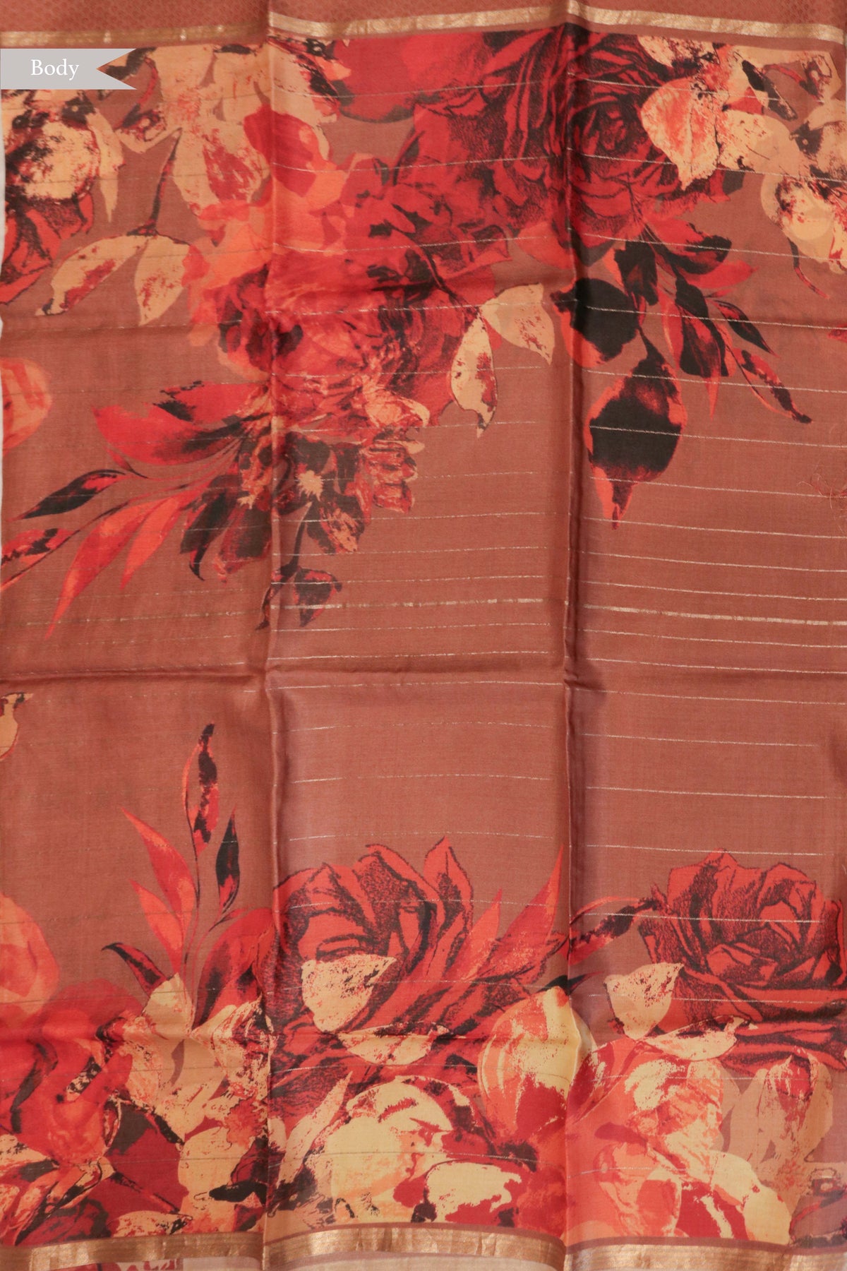 Rust Red Soft Tussar Silk Saree - Mokshaa