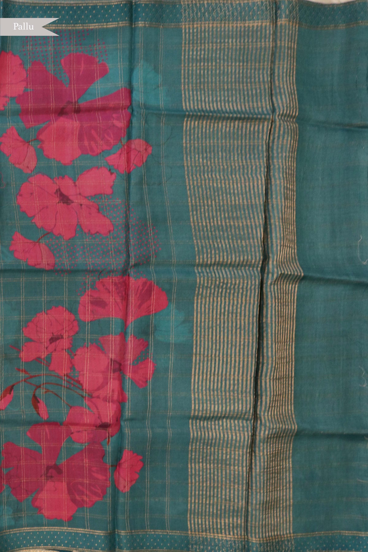 Teal Blue Soft Tussar Silk Saree - Mokshaa