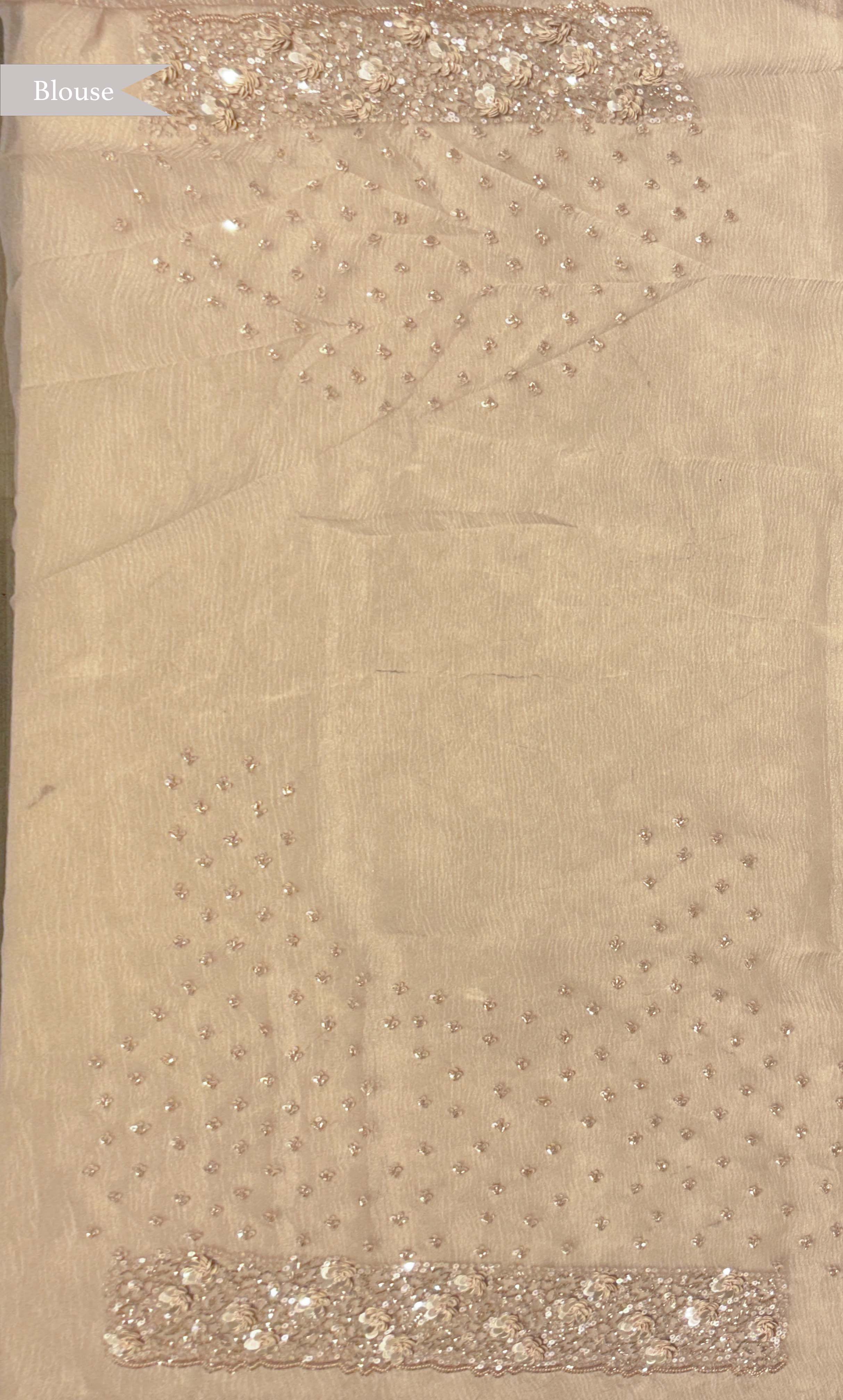Light Gold Crush Tissue Saree