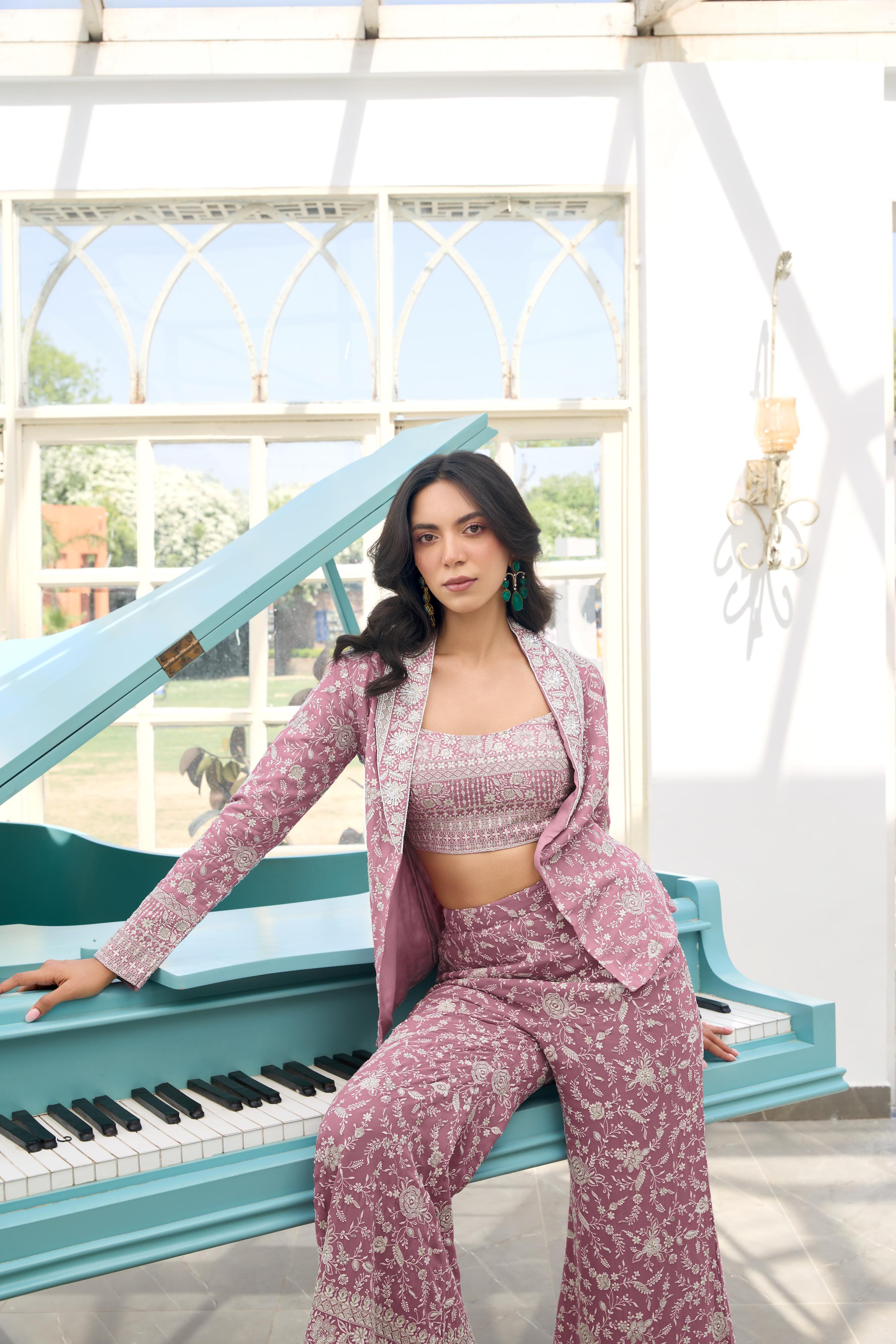 Dusty Mauve Embroidered Co-ord Set