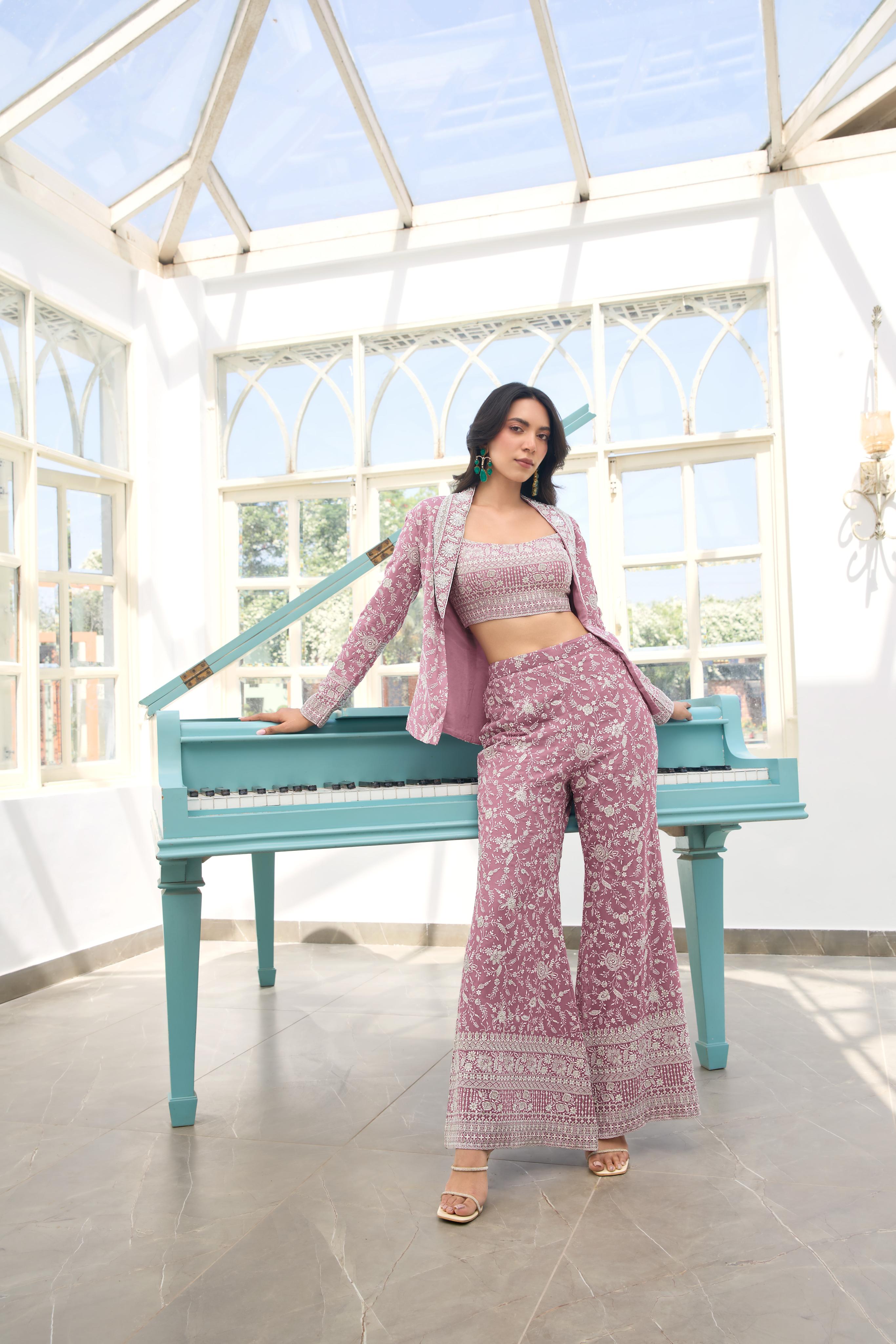 Dusty Mauve Embroidered Co-ord Set