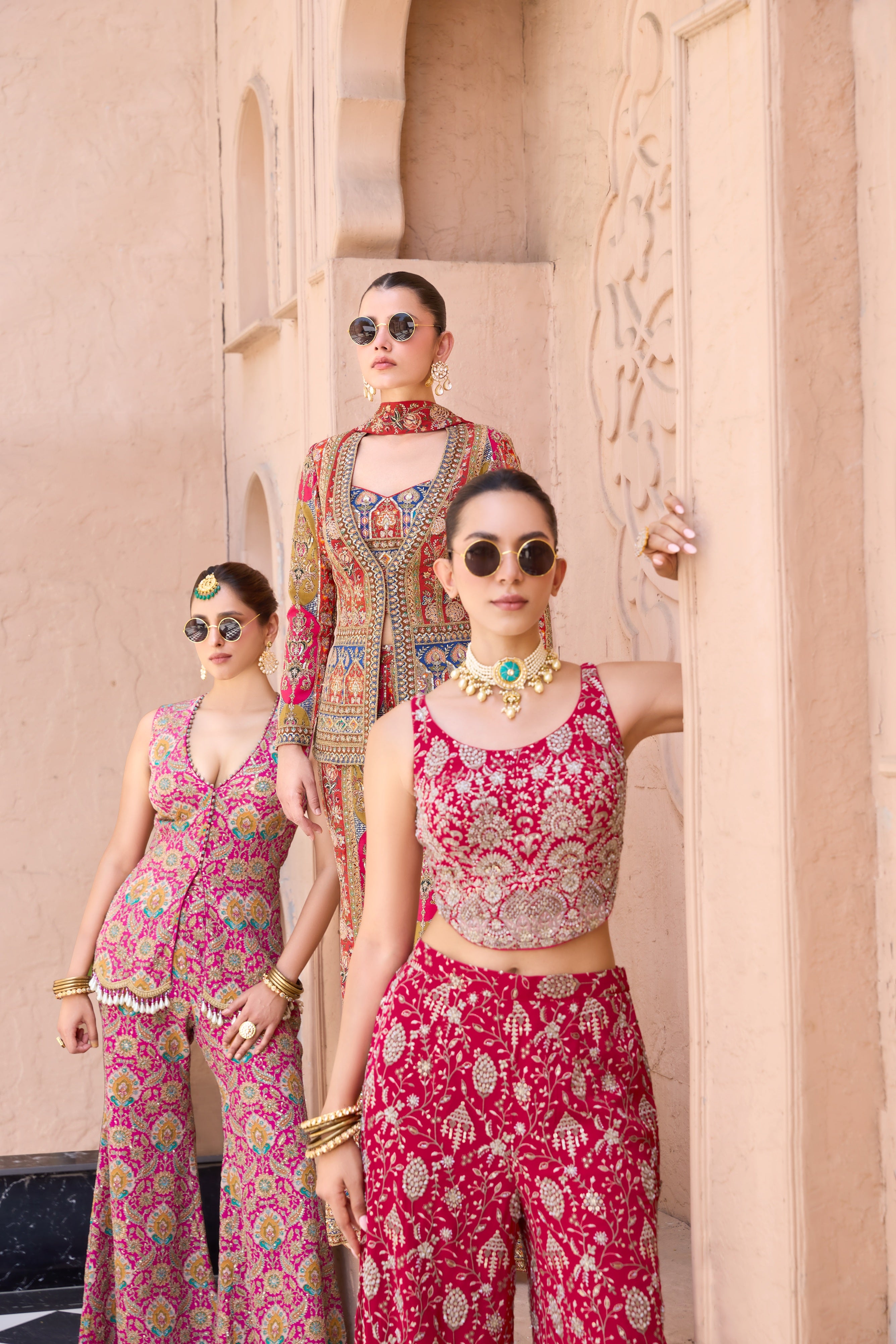 Crimson Georgette Sharara Set