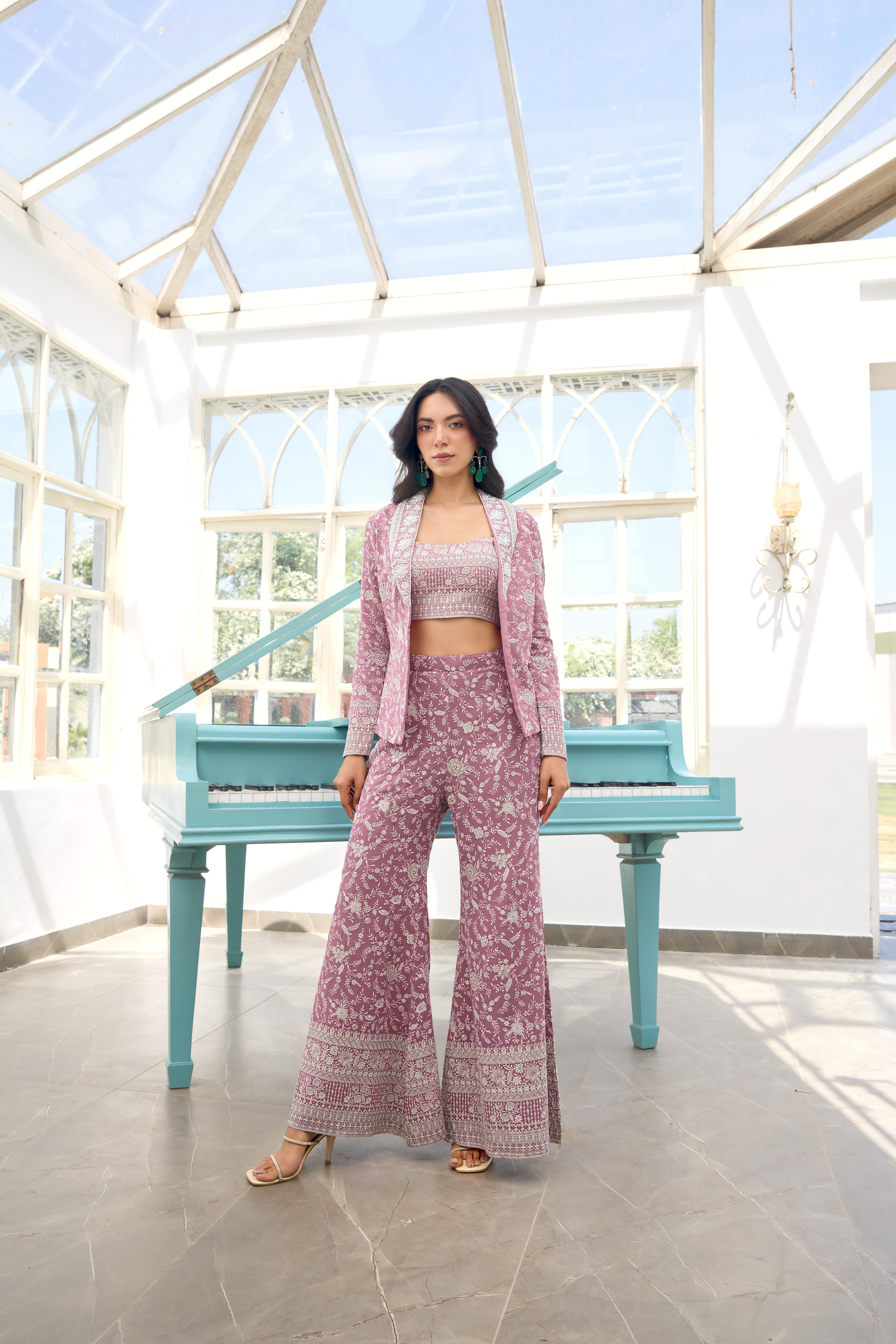 Dusty Mauve Embroidered Co-ord Set