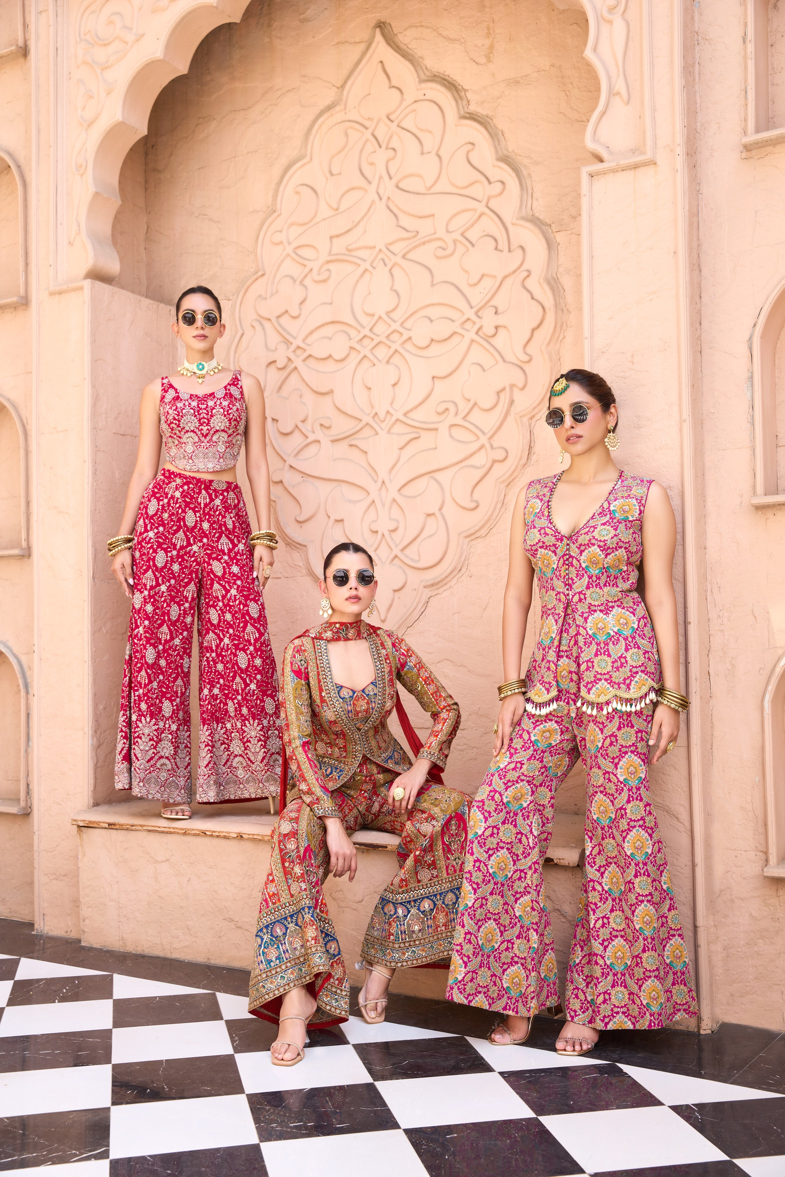 Rani Pink Embroidered Indo-Western Set