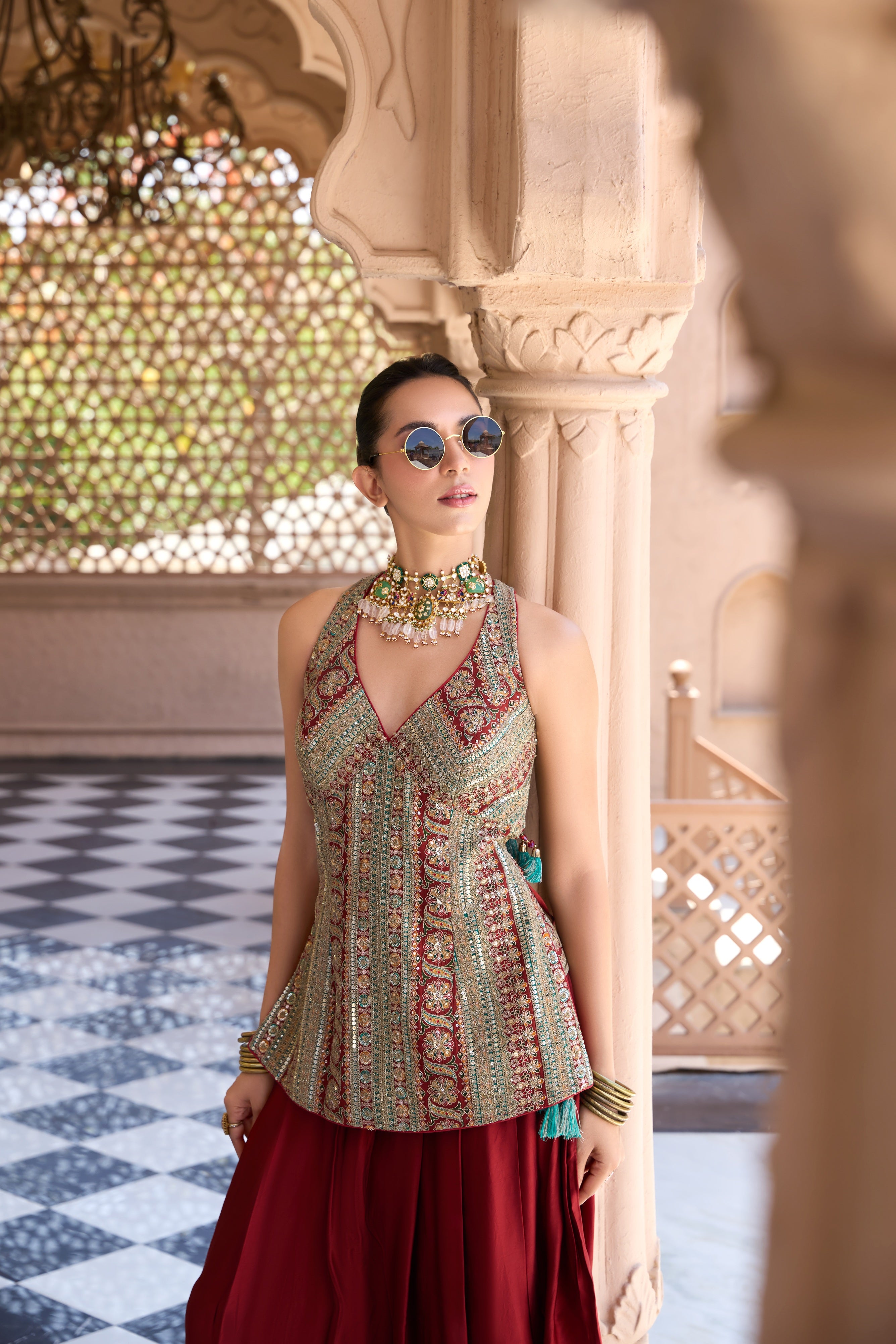 Deep Maroon Dhoti Set