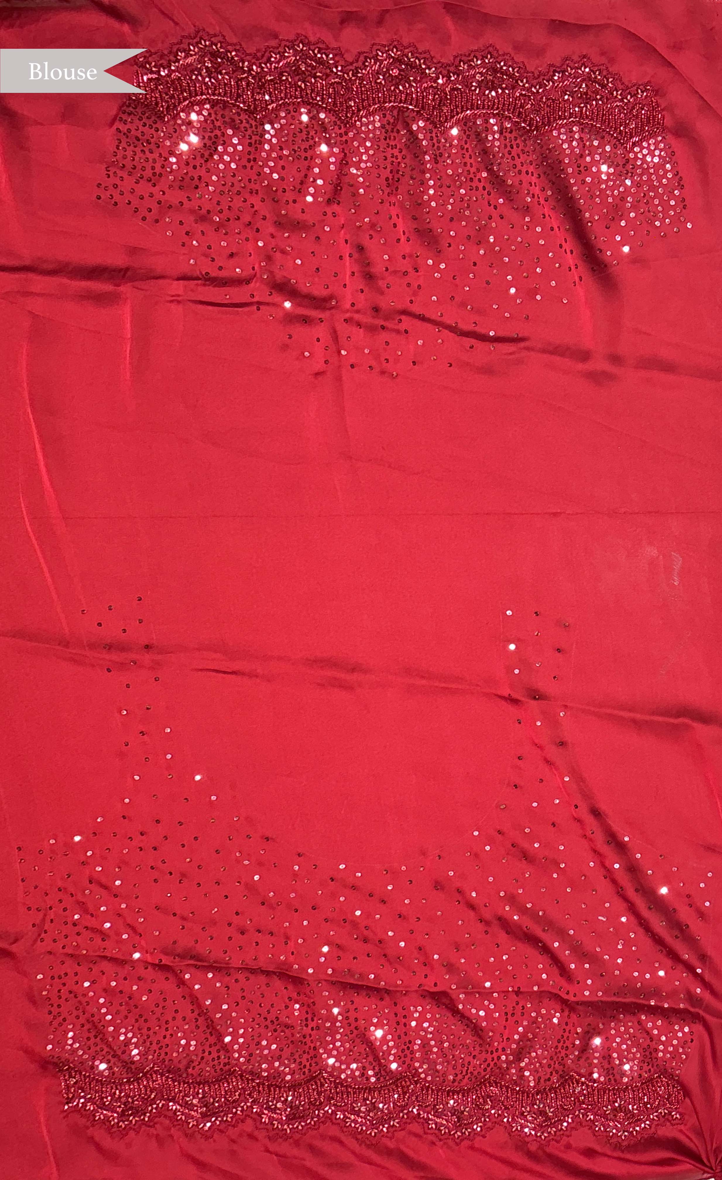 Red Satin Saree