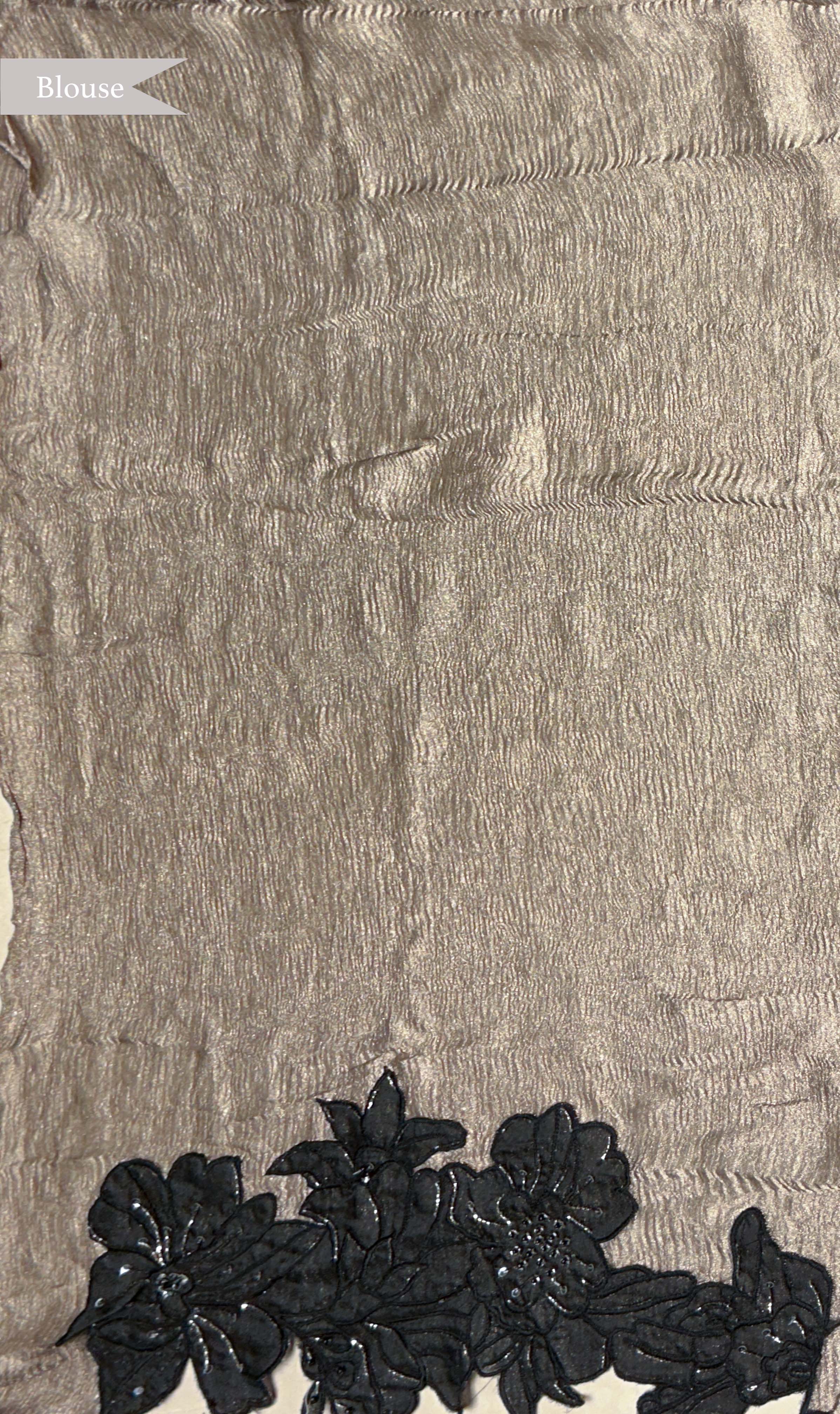 Silver Beige Crush Tissue Saree