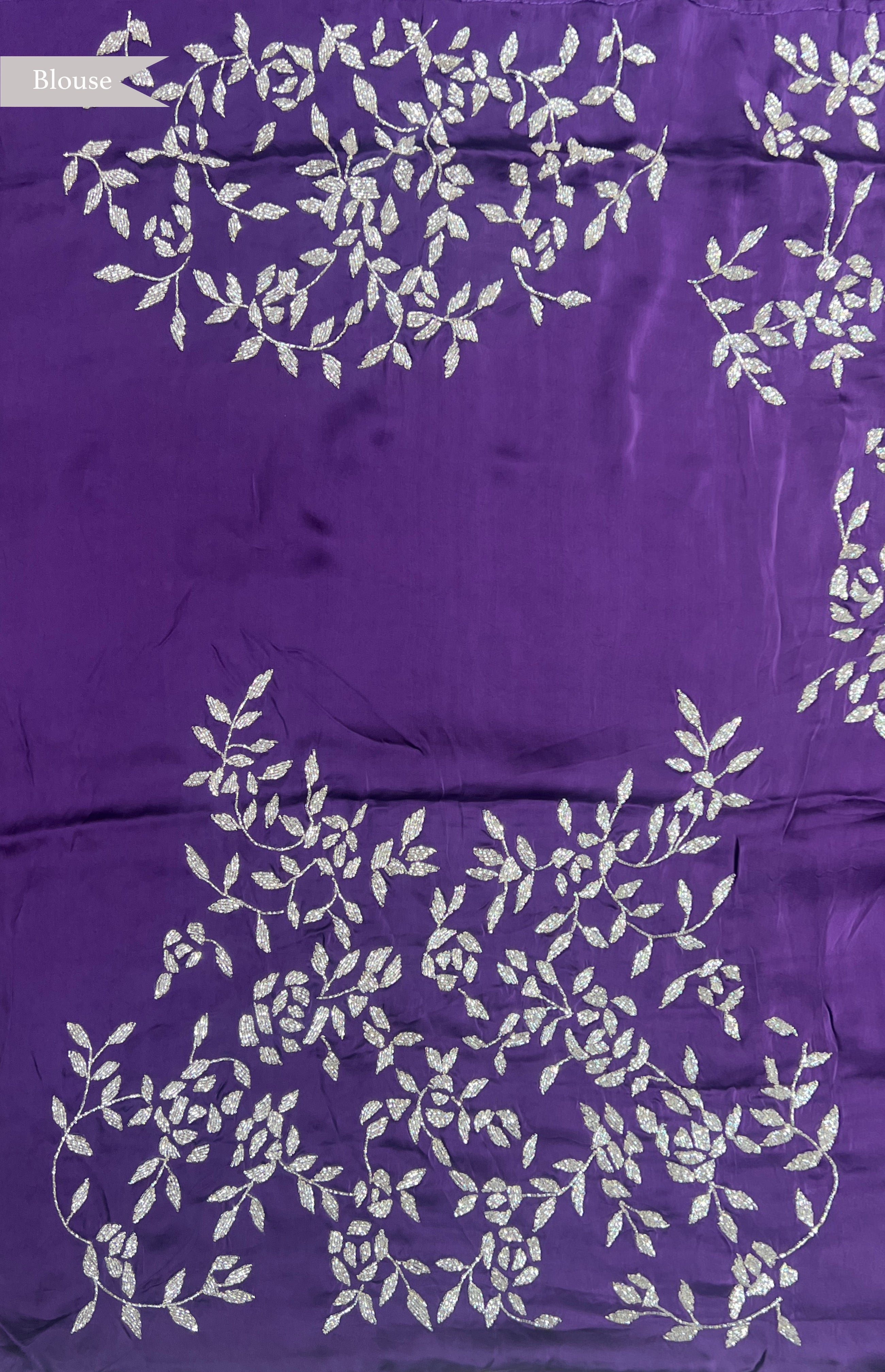 Navy Blue Satin Saree with Kardhana and Sequin Embroidery