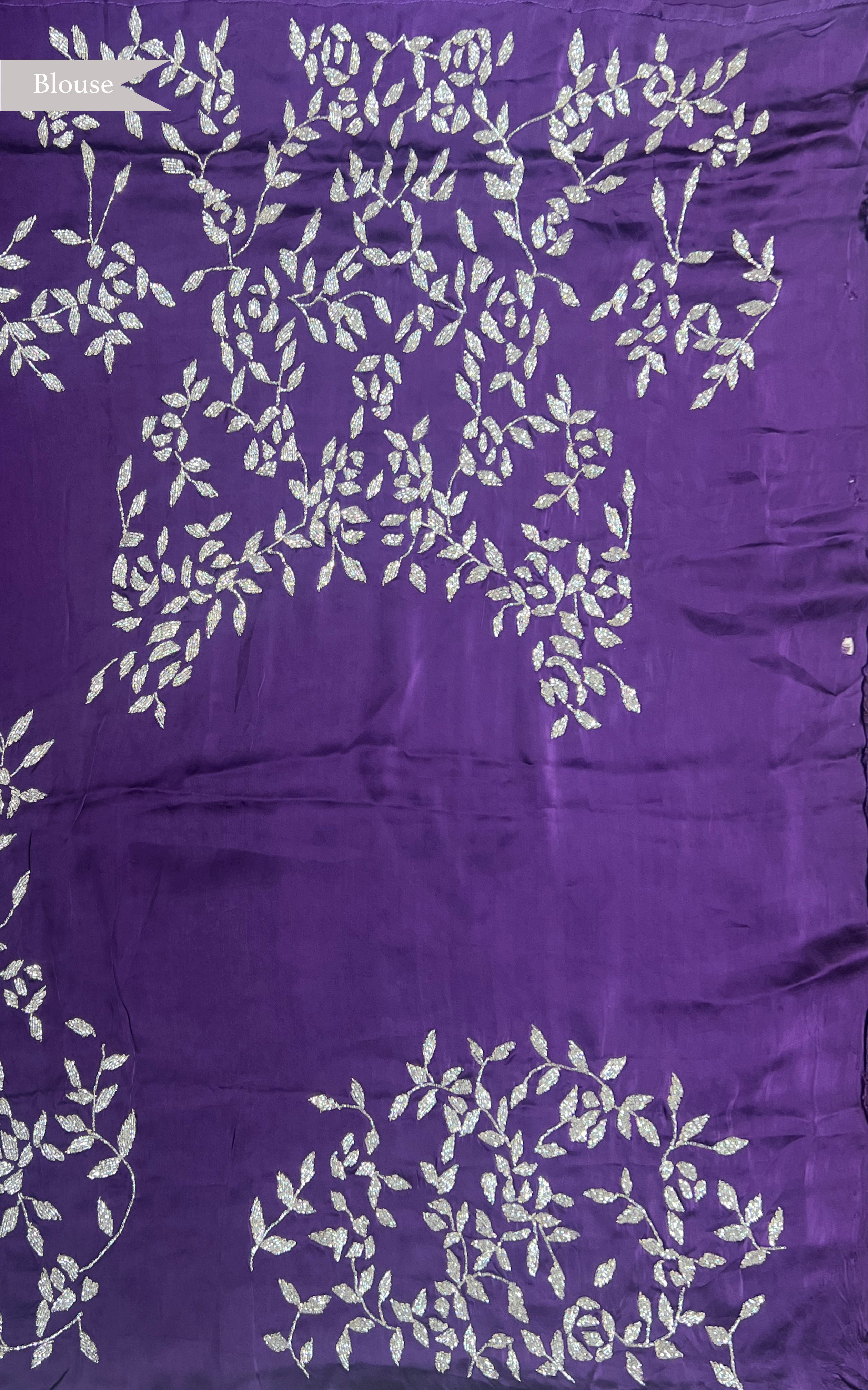 Navy Blue Satin Saree with Kardhana and Sequin Embroidery