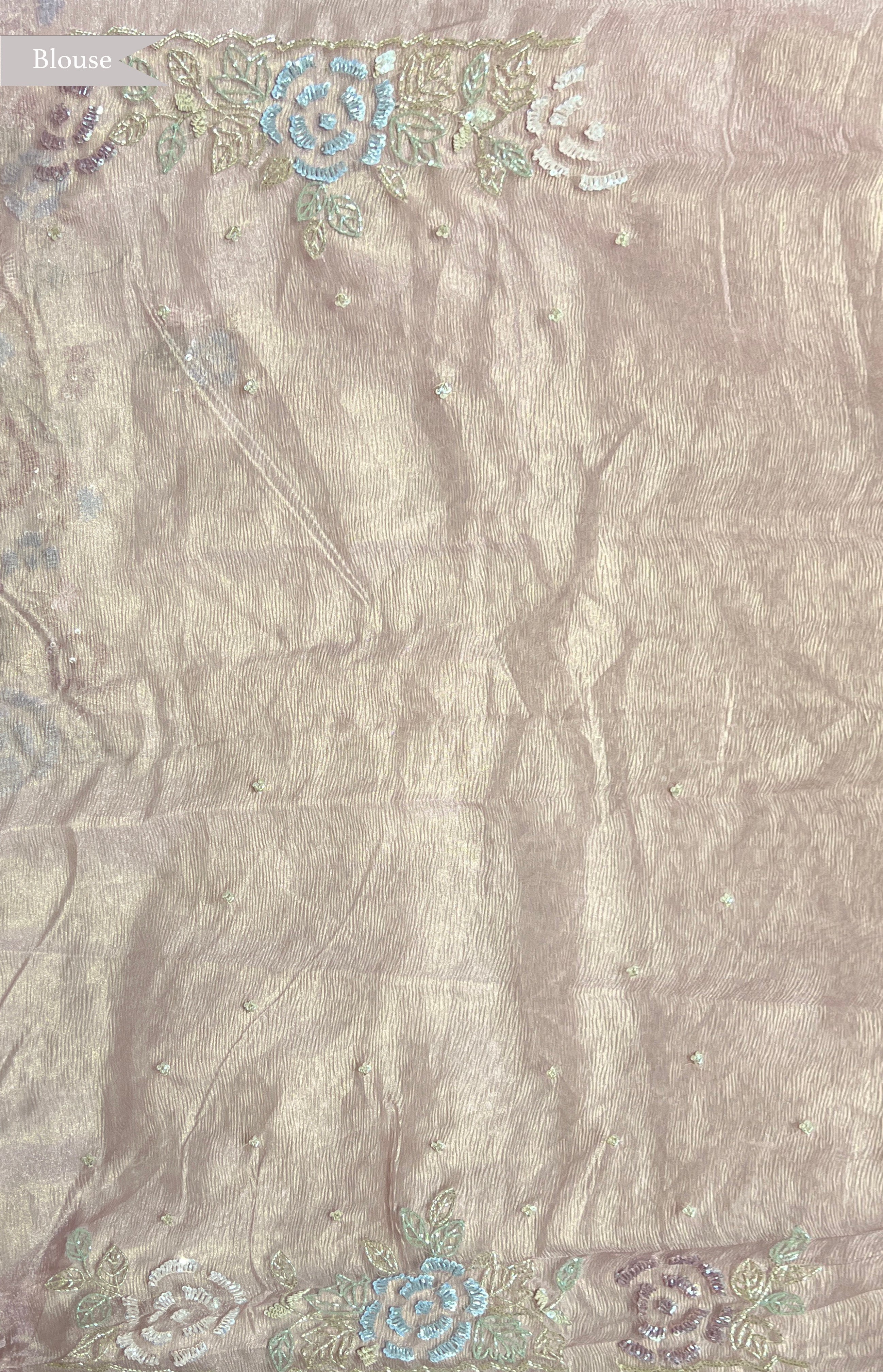 Blush Pink Organza Saree with Sequin and Kardhana Embroidered Border