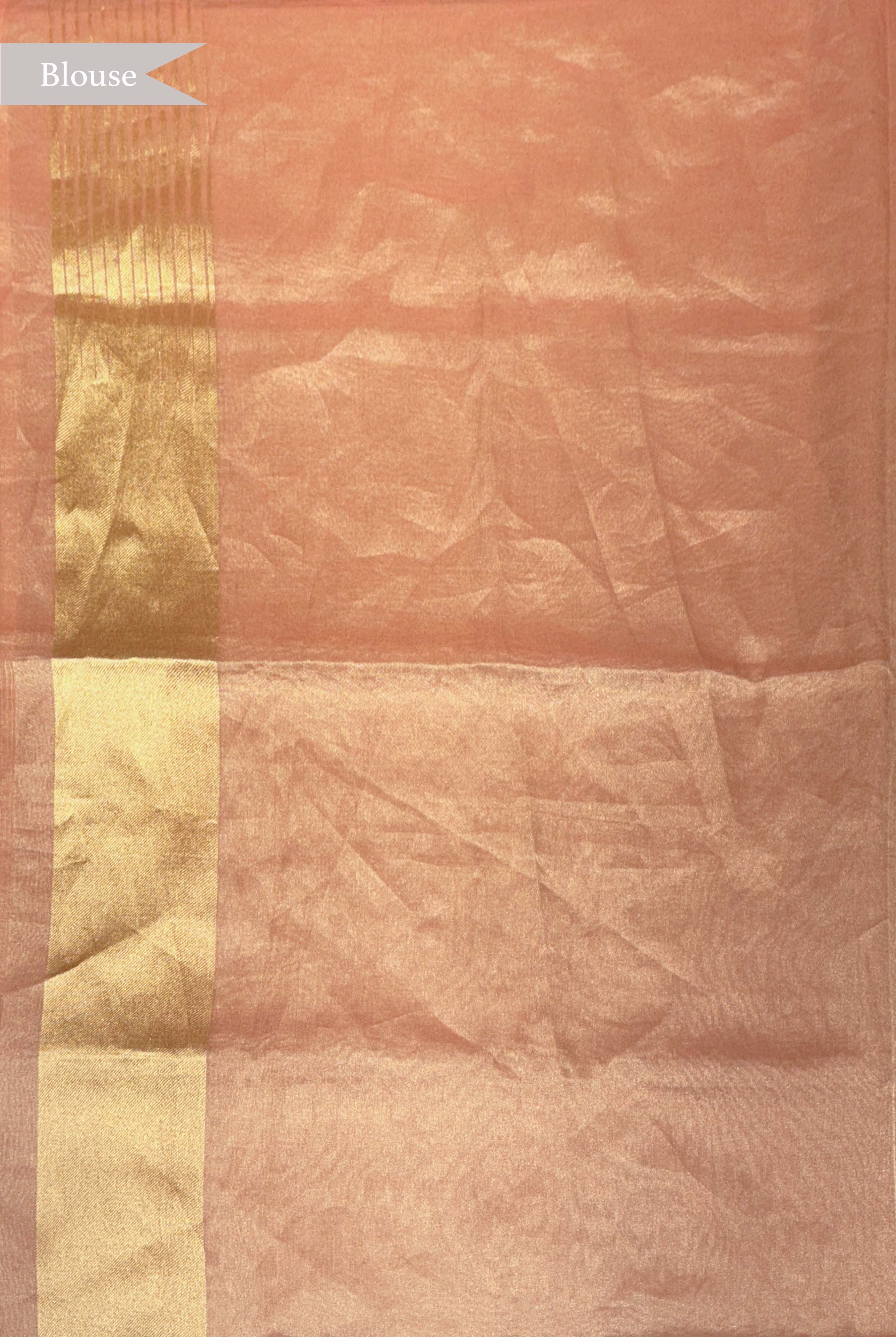 Peach Banarasi Tissue Silk Floral Jaal Saree