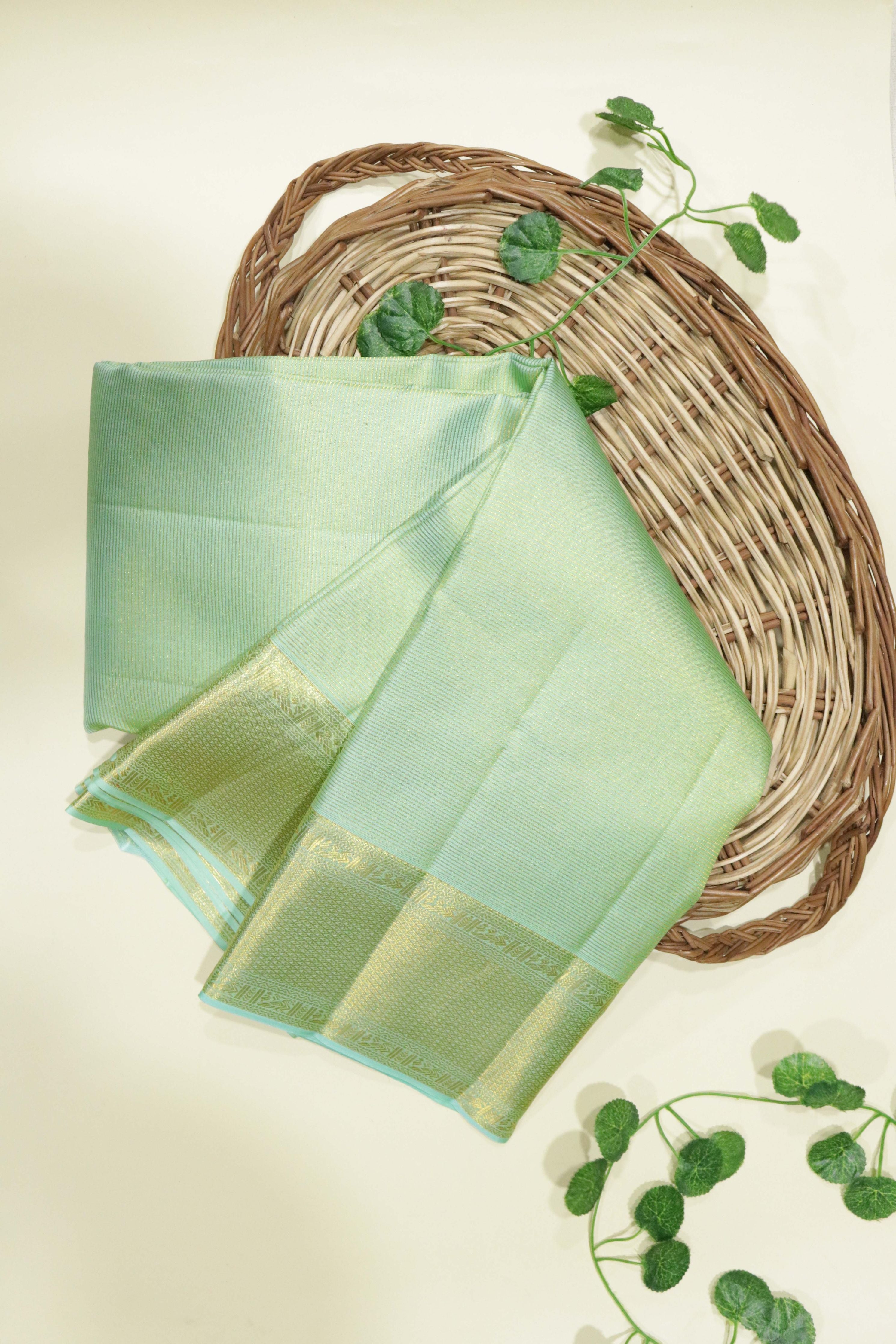 Mint Green Kanchipuram Silk Saree - Mokshaa