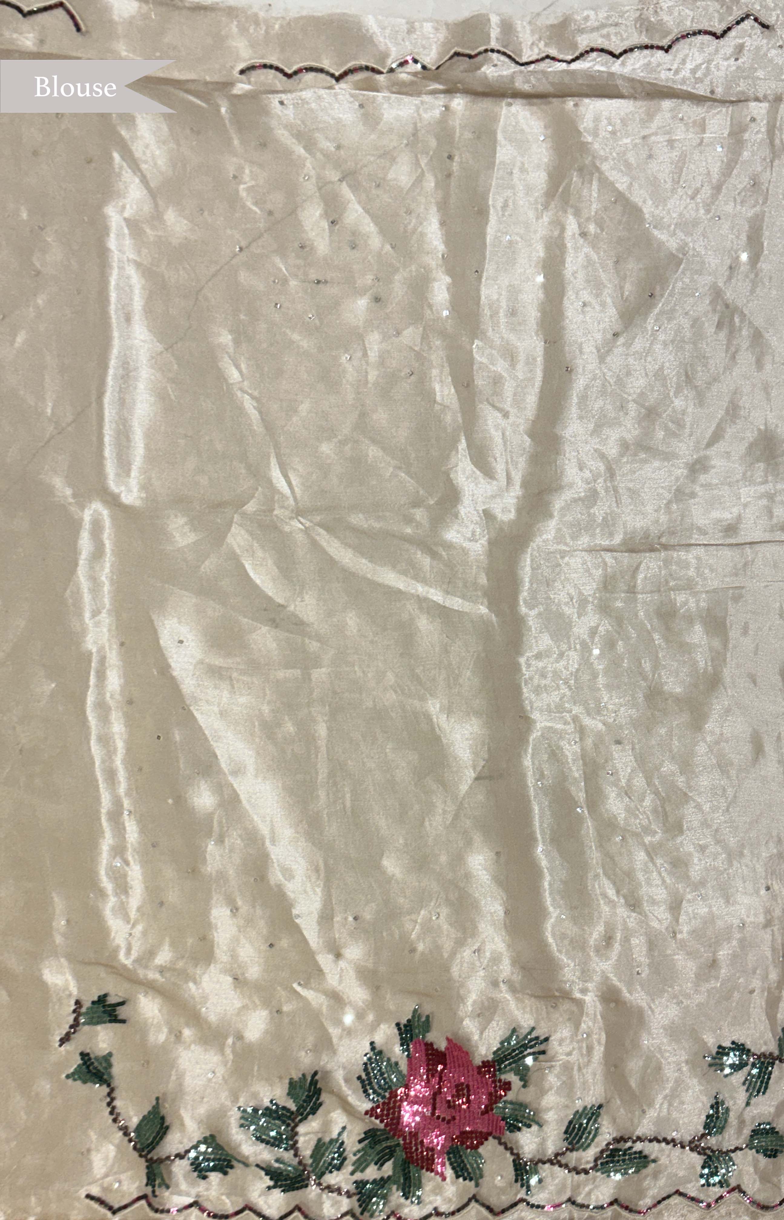 Beige Organza Tissue Saree