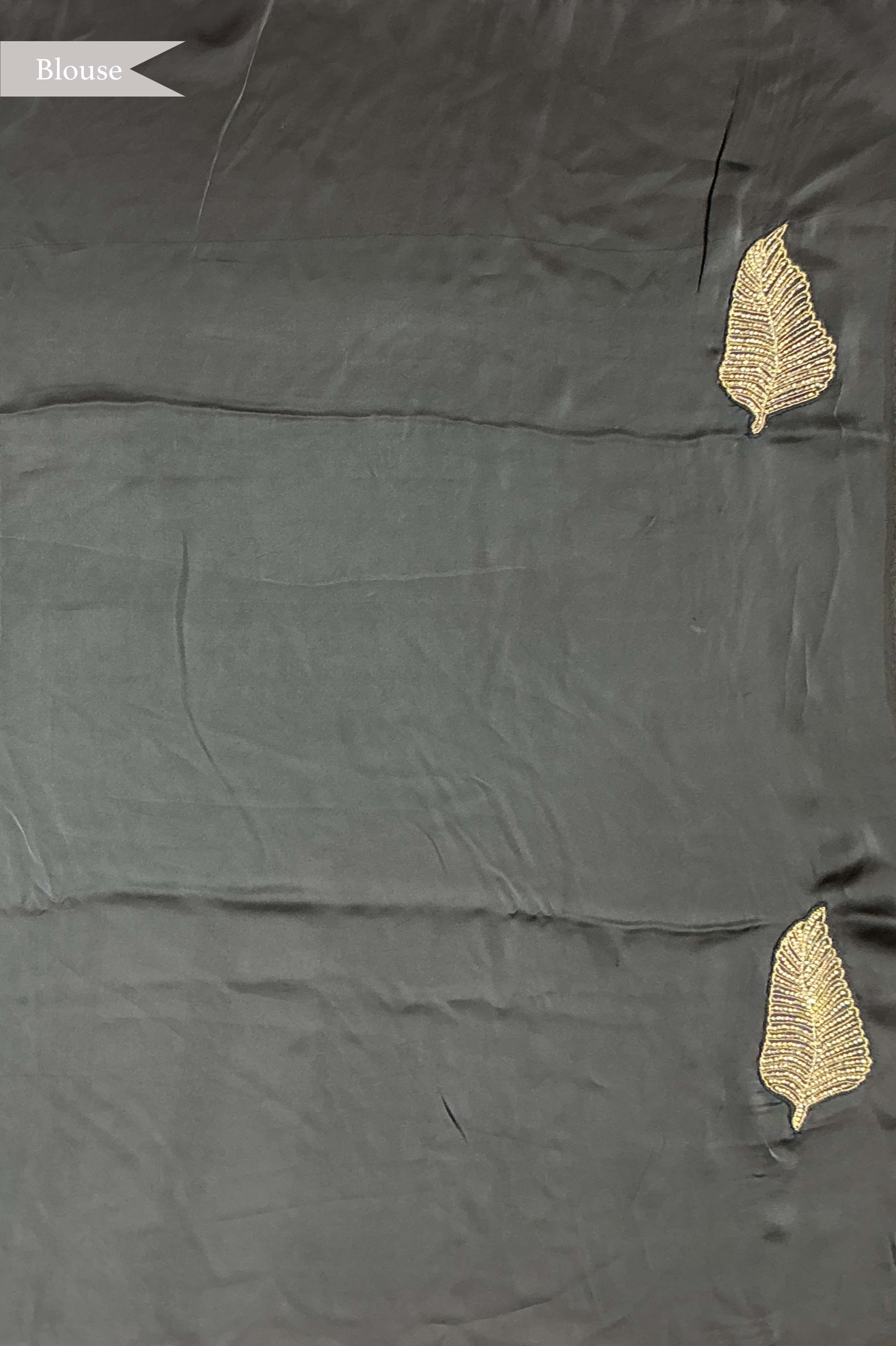 Rani Pink Satin Silk Saree with Black Sequin Border