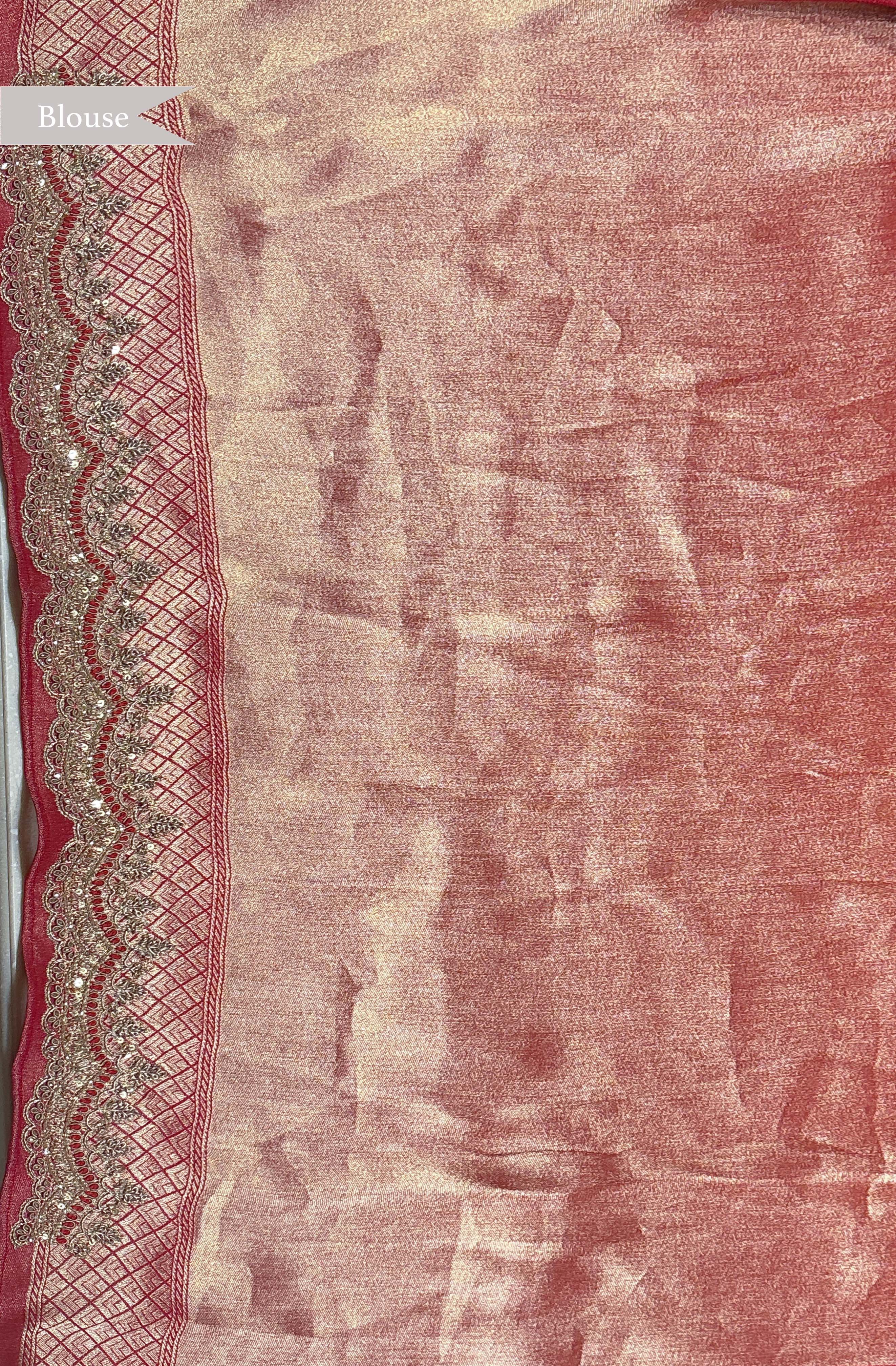 Red Banarasi Zardozi Saree