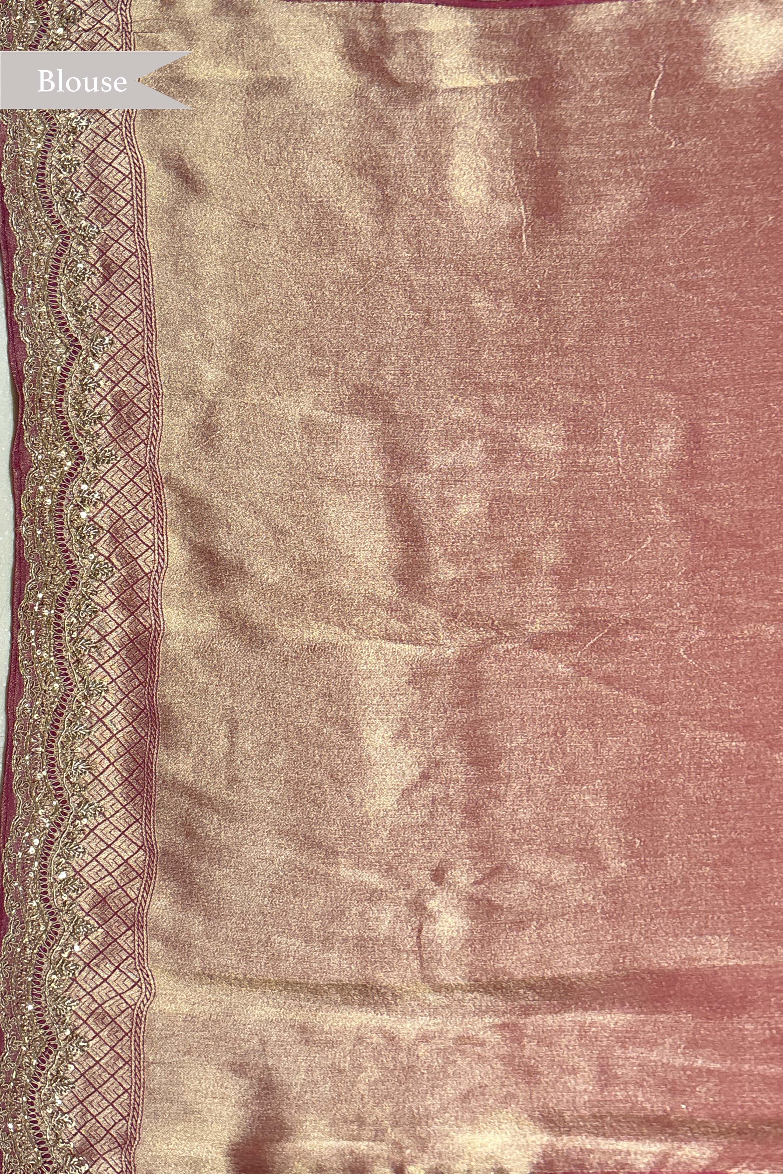 Wine Banarasi Silk Zardozi Saree