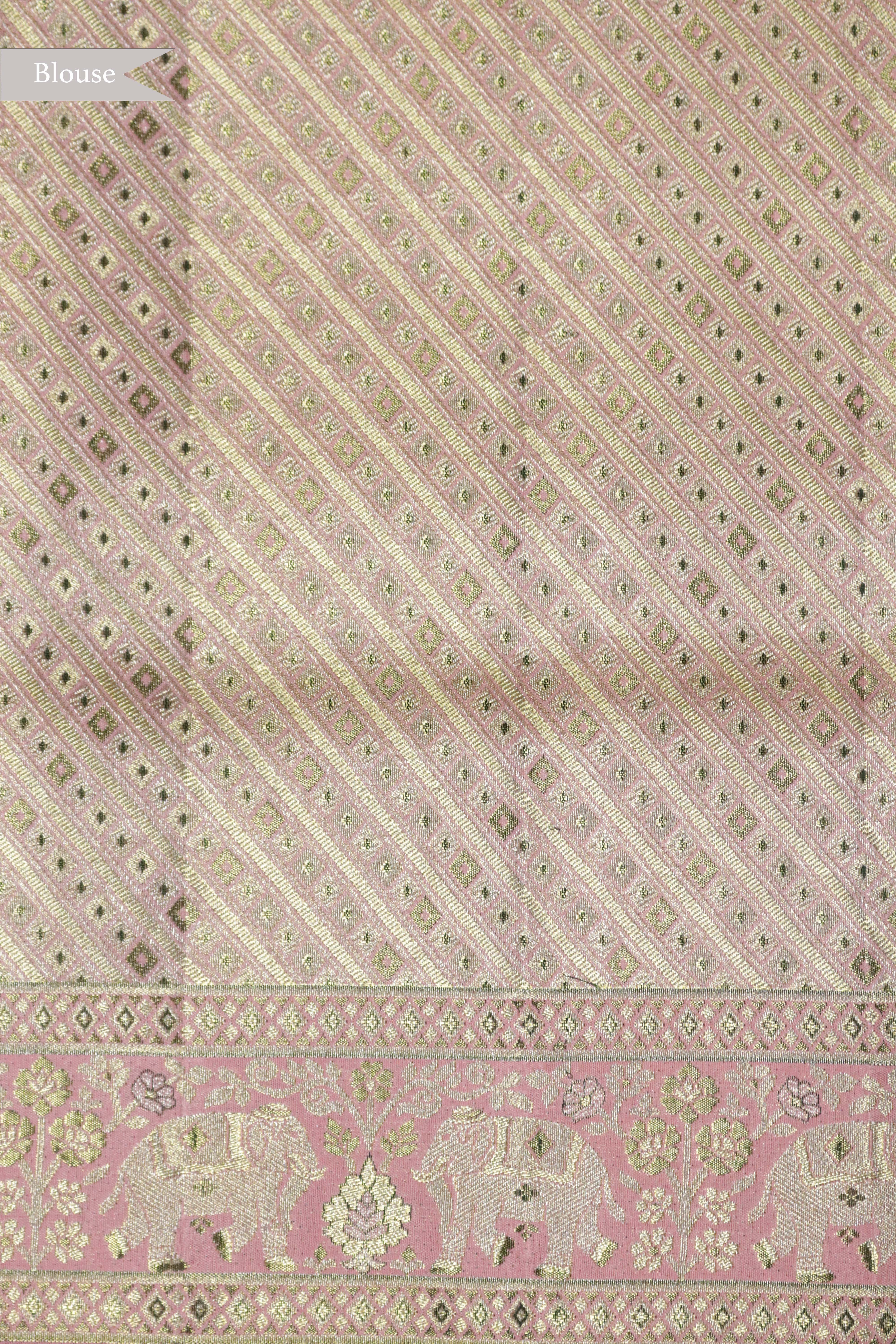 Peach Kanchipuram Tissue Silk Saree with Figure Border