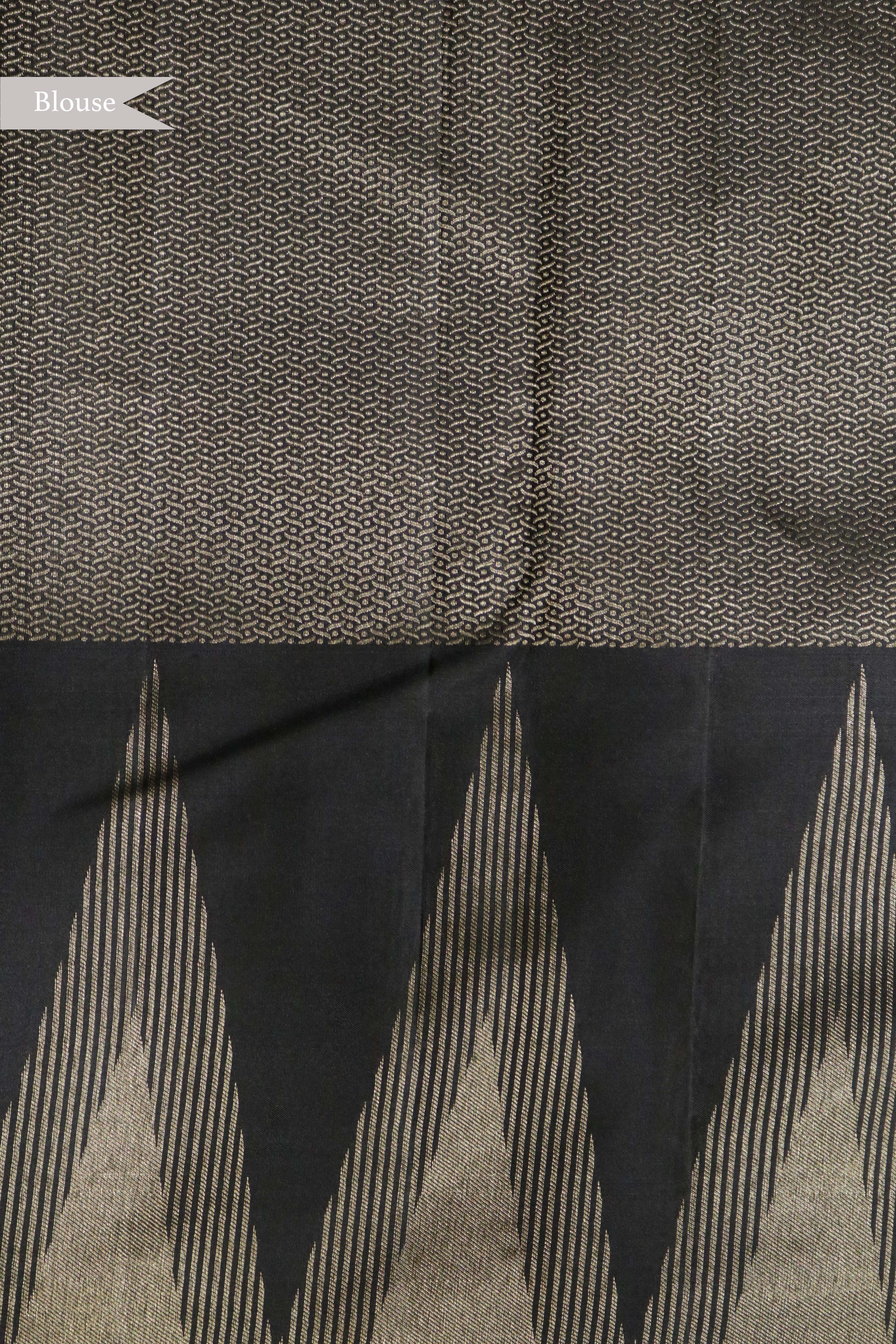 Gold and Black Tissue Kanchipuram Silk Saree with Temple Border