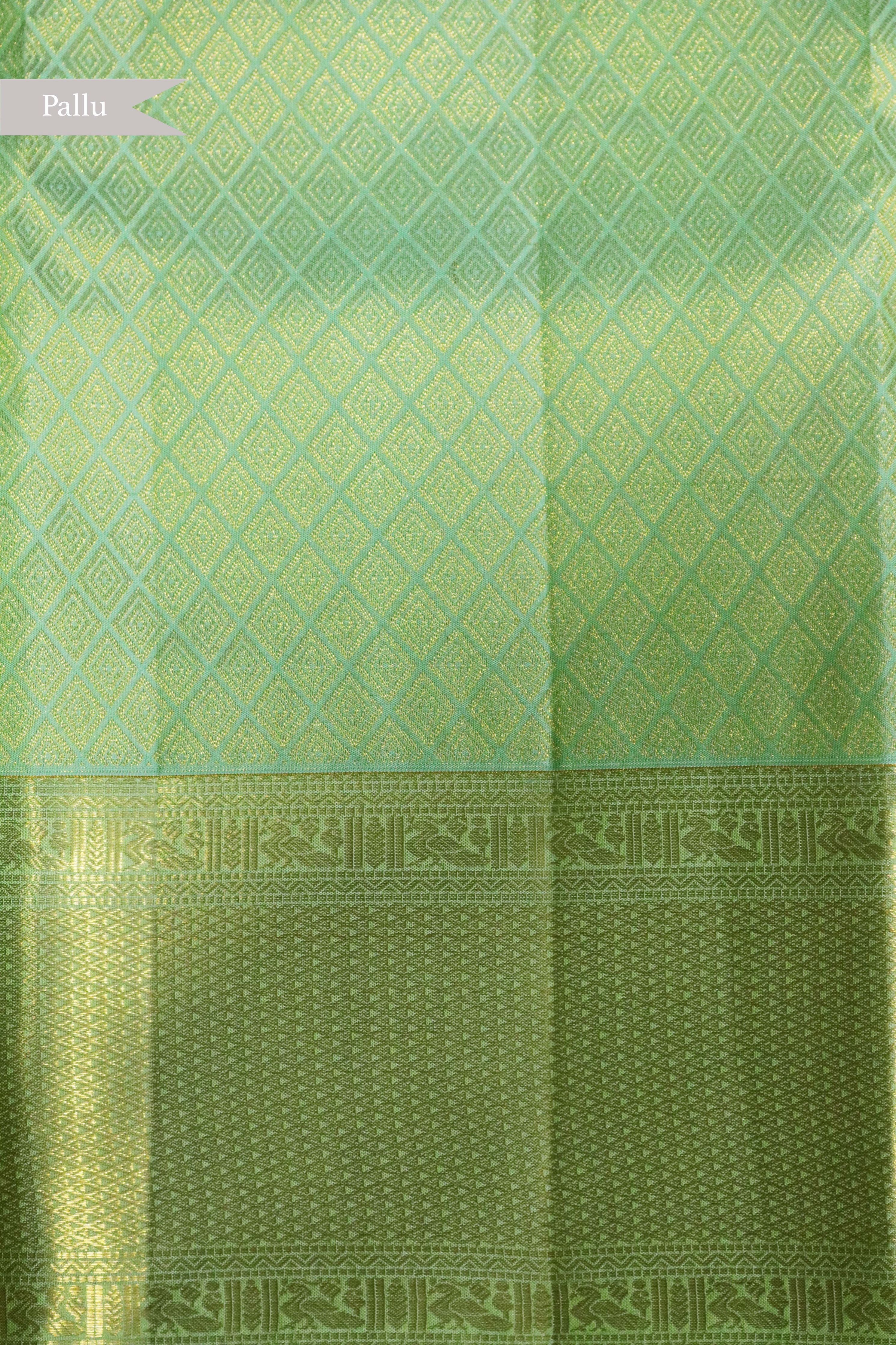 Mint Green Kanchipuram Silk Saree - Mokshaa