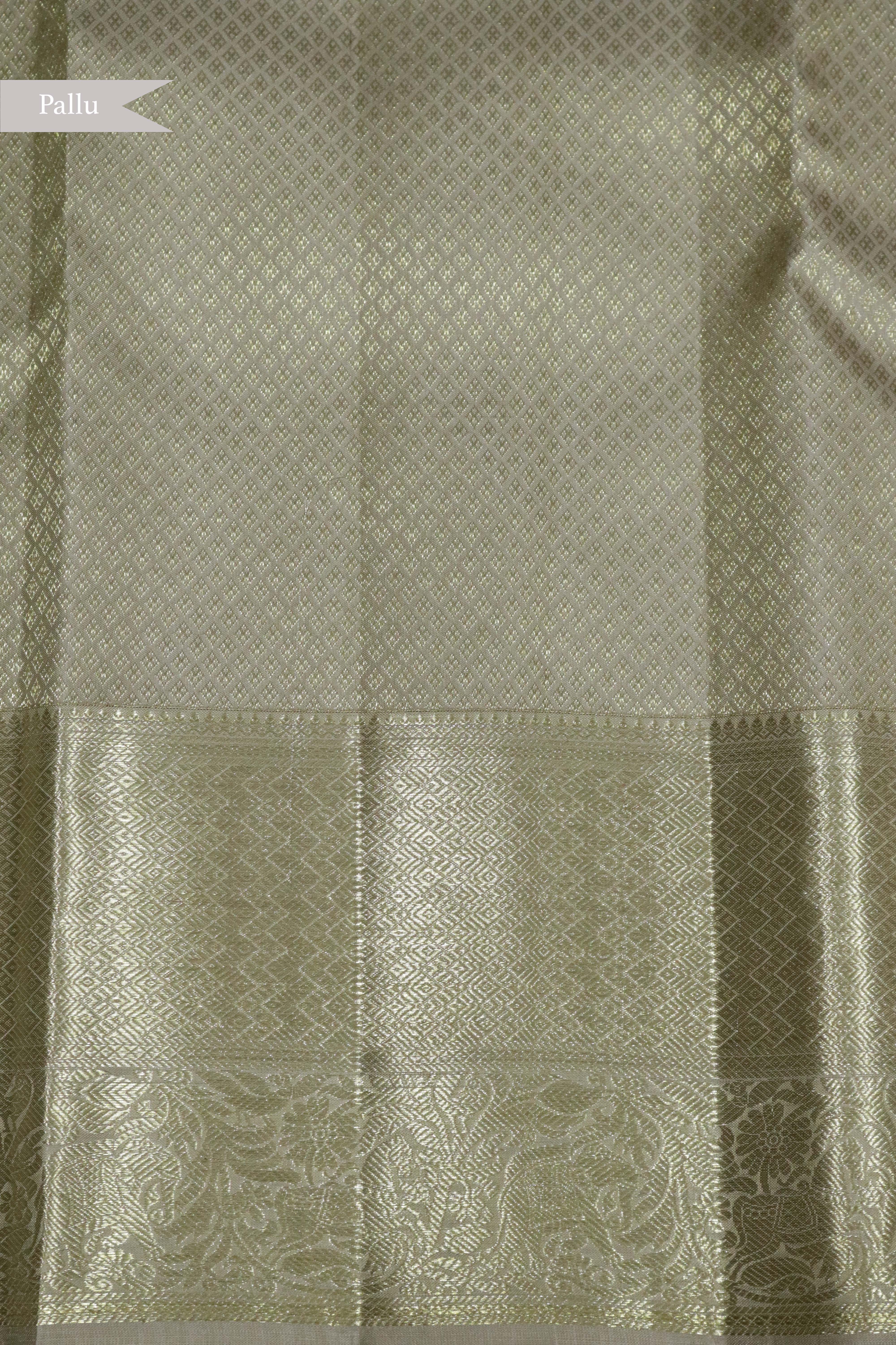 Light Grey Kanchipuram Silk Saree with Fancy Zari Weaving