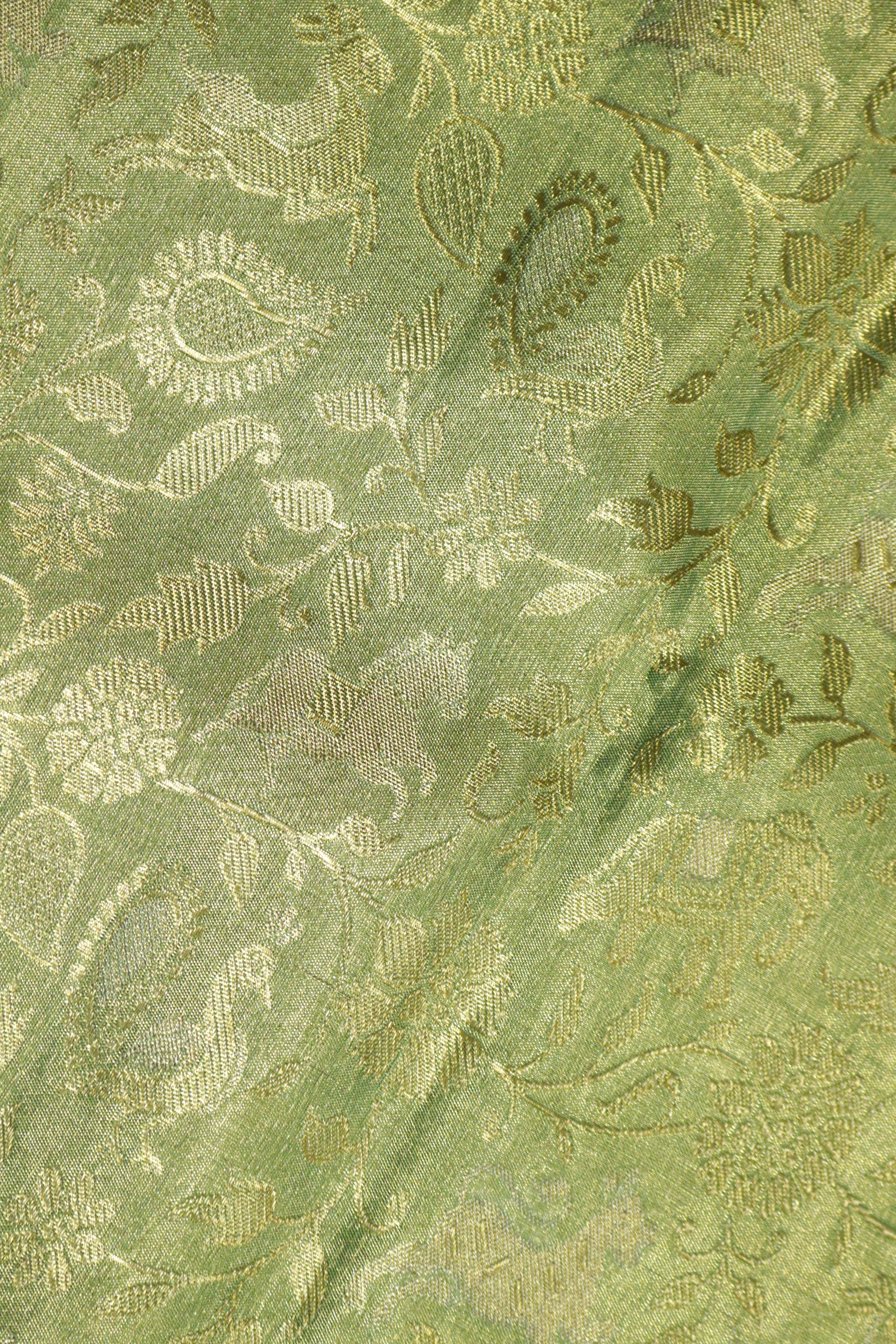 Green Kanchipuram Tissue Silk Saree with Gold Zari Border