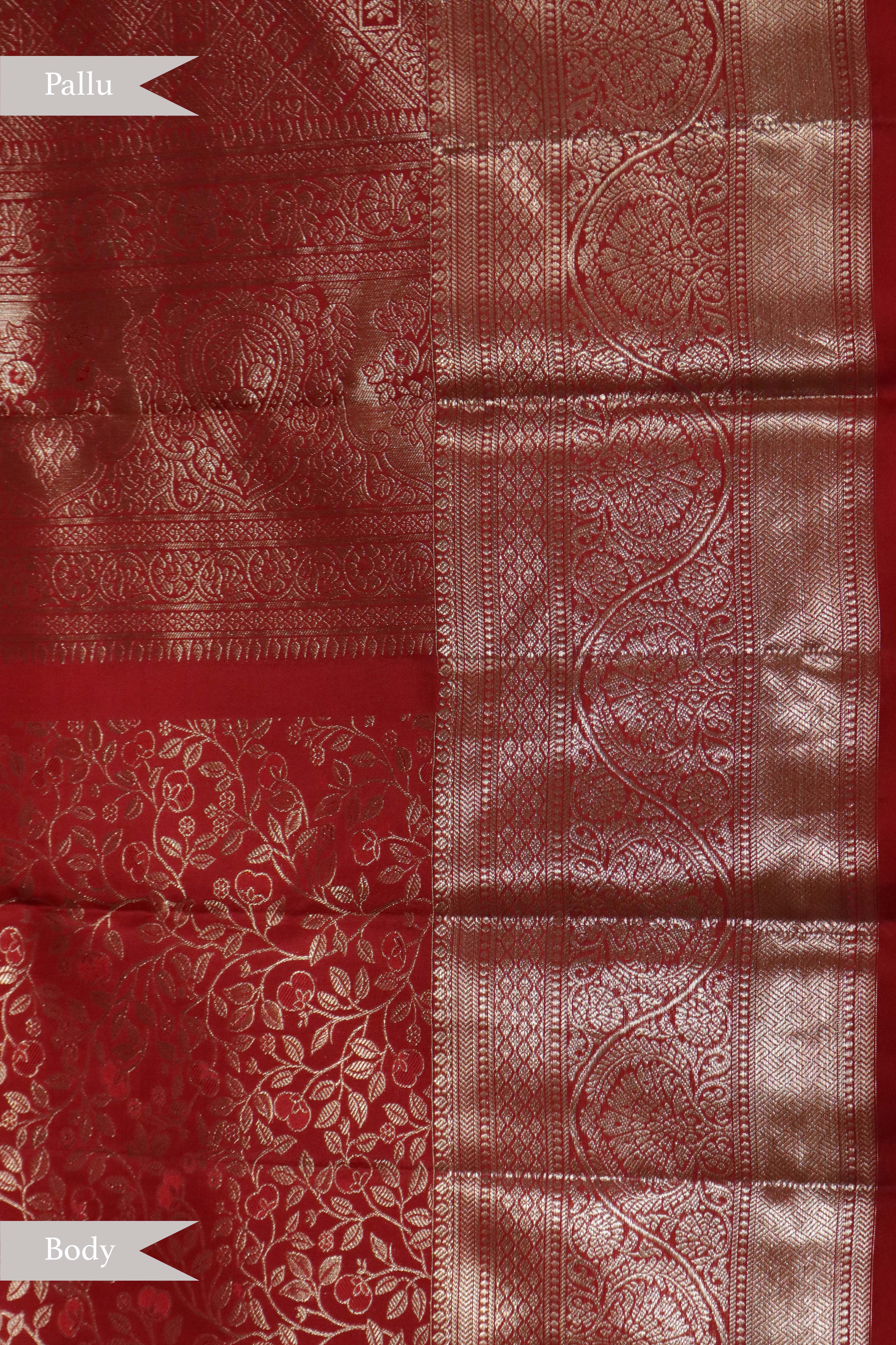 Red Jaal Woven Kanchipuram Silk Saree
