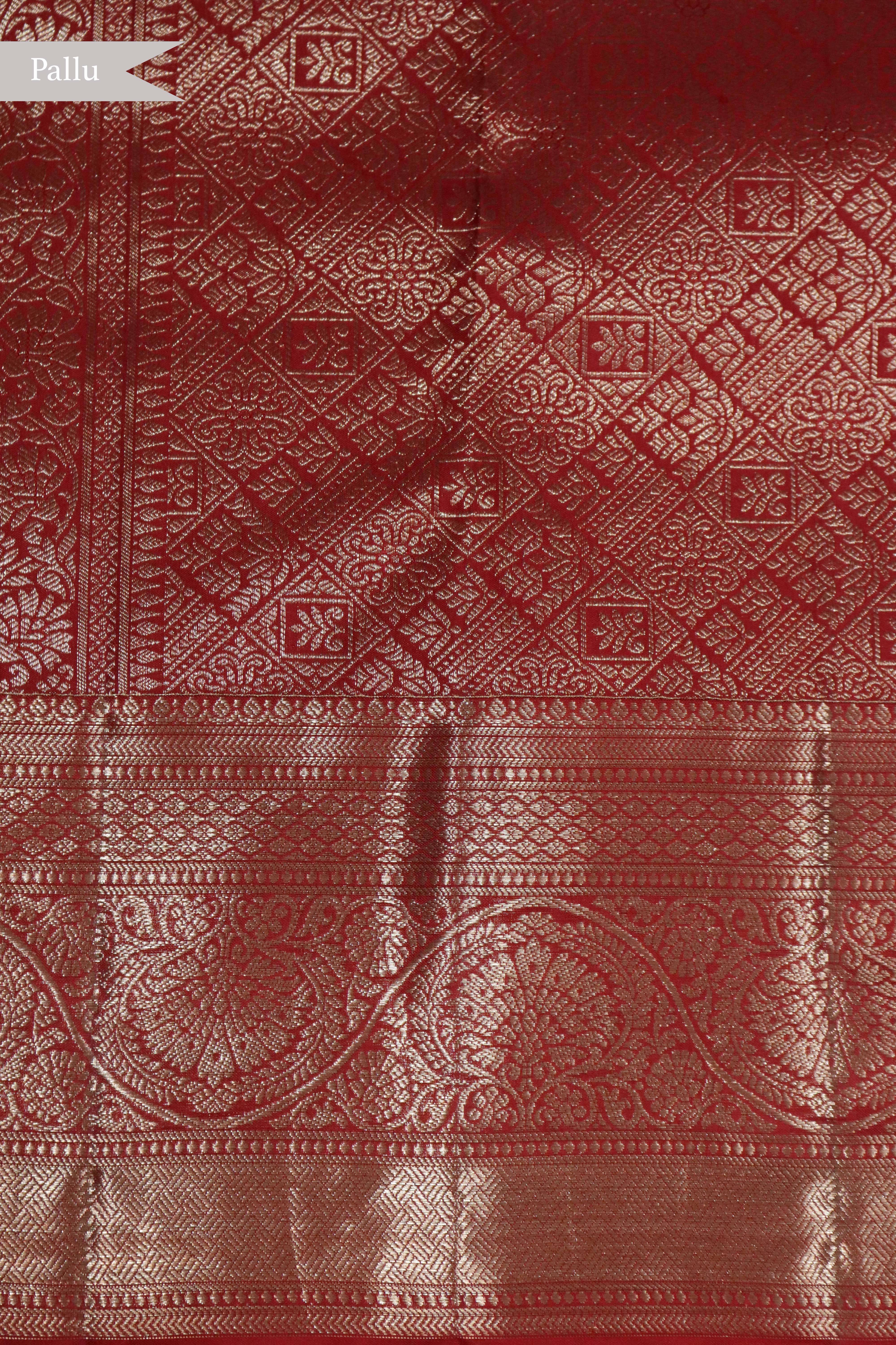 Red Jaal Woven Kanchipuram Silk Saree