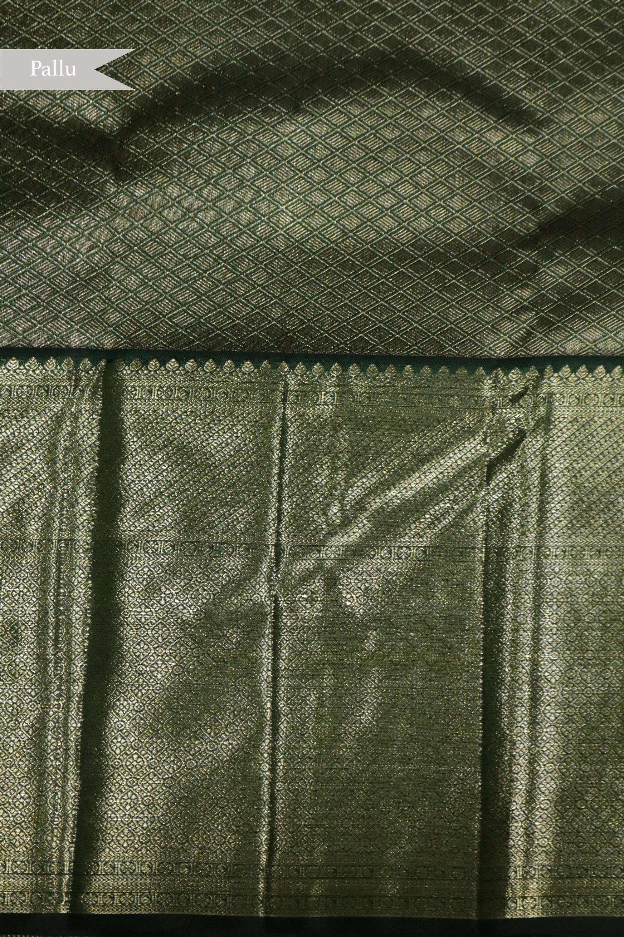 Bottle Green Kanchipuram Silk Saree
