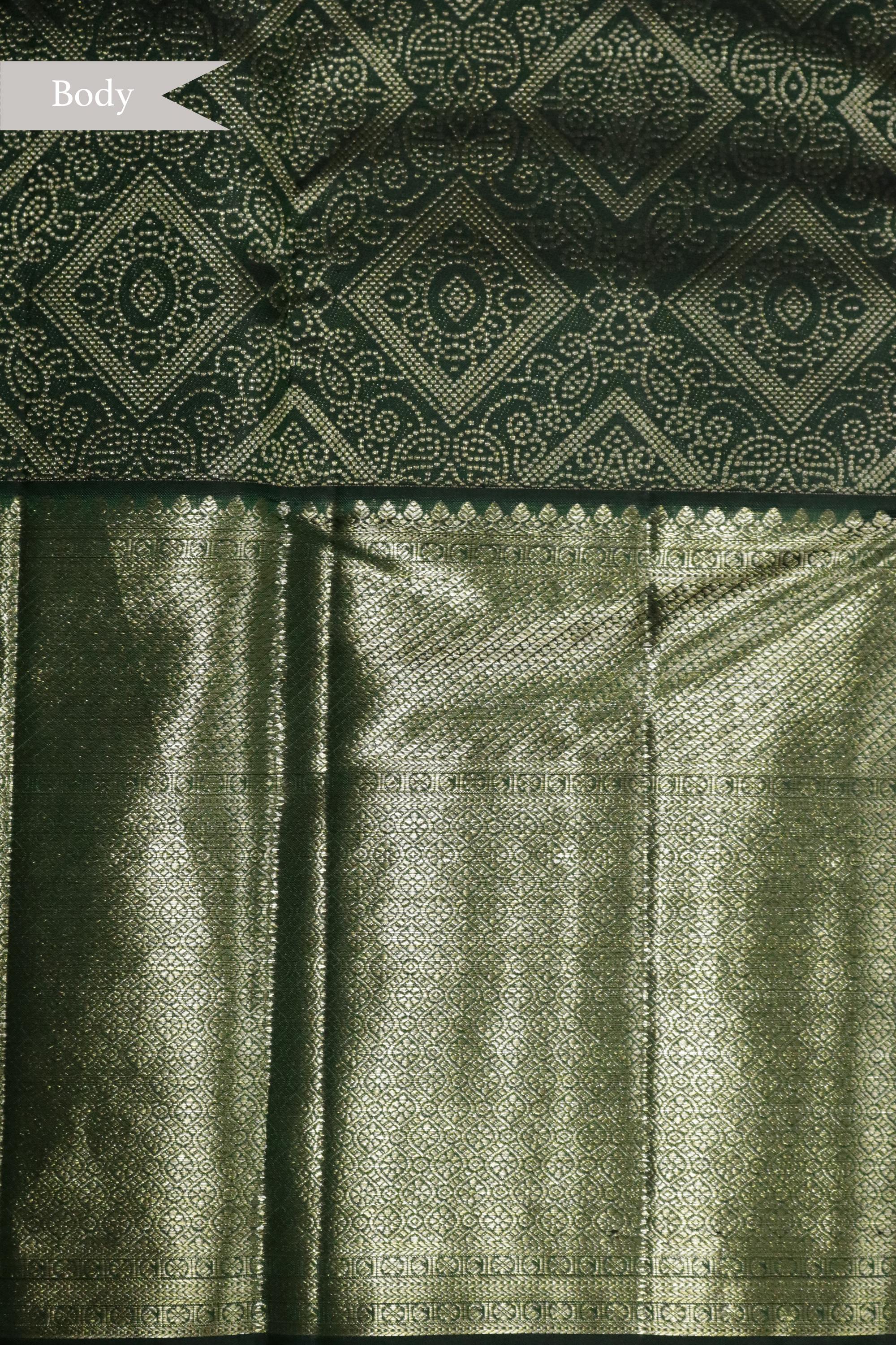 Bottle Green Kanchipuram Silk Saree
