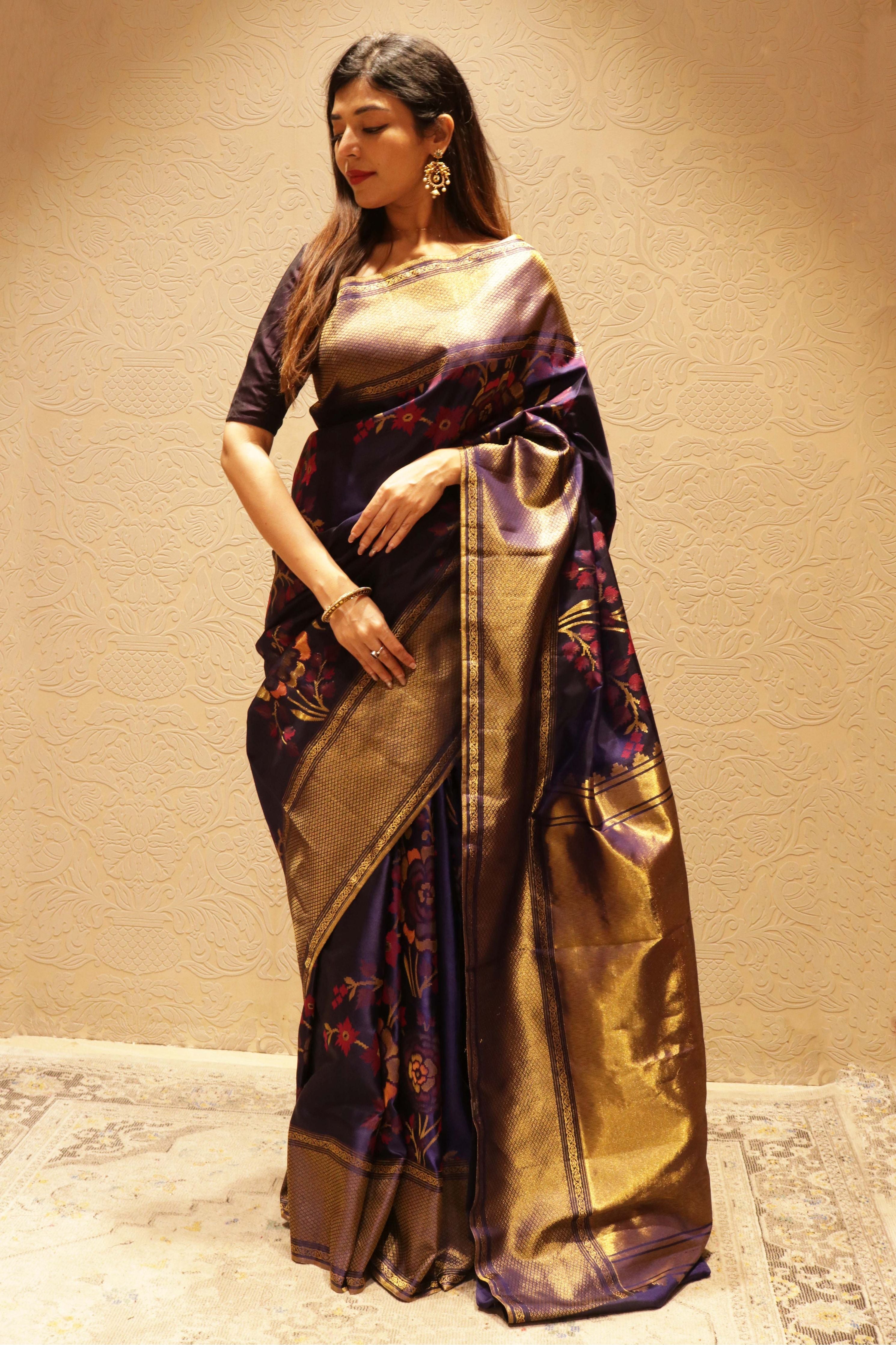 Royal Blue Kanchipuram Silk Saree - Mokshaa