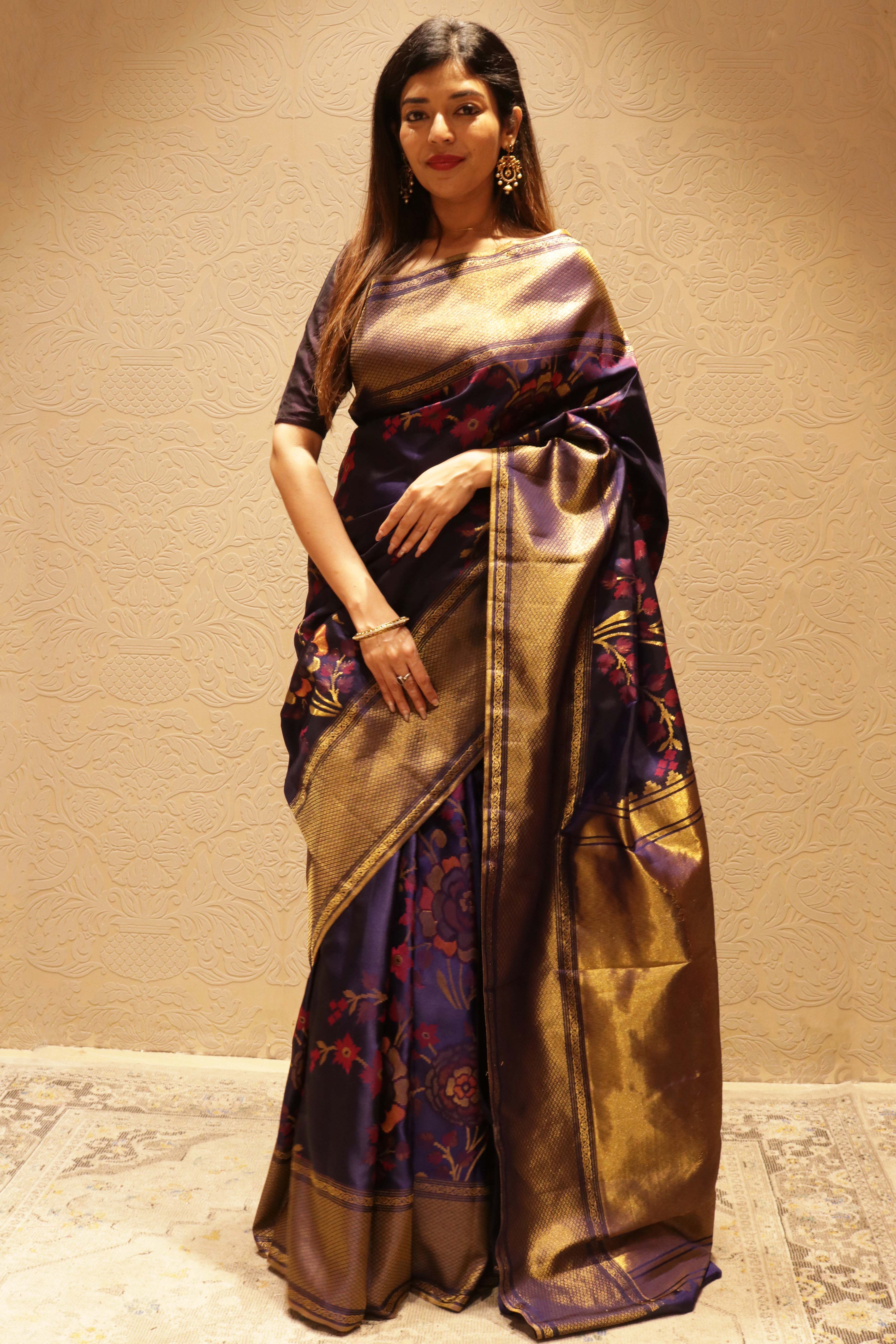 Royal Blue Kanchipuram Silk Saree - Mokshaa