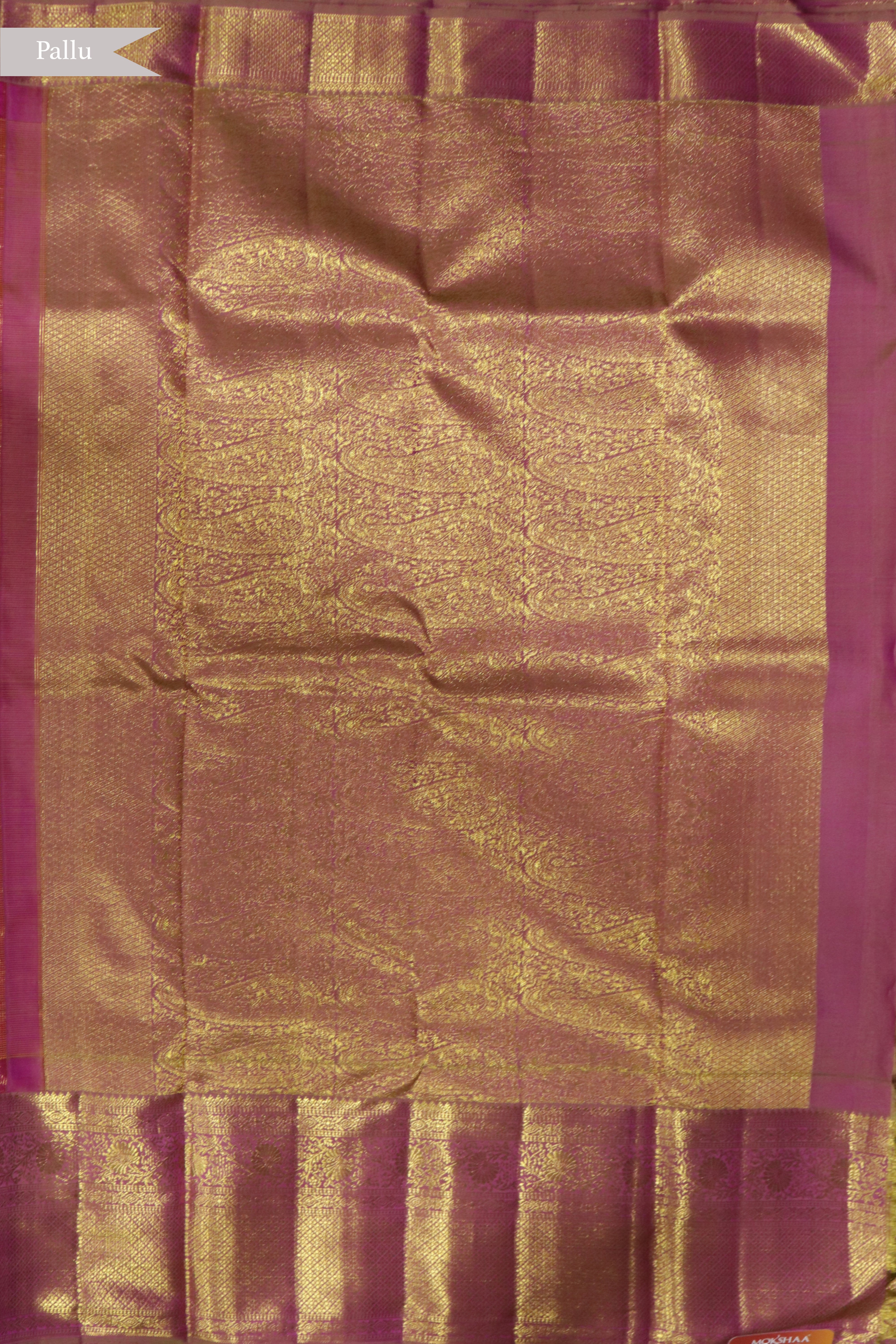 Coral Kanchivaram Silk Saree with Vaira Oosi Stripes and Contrast Zari Border