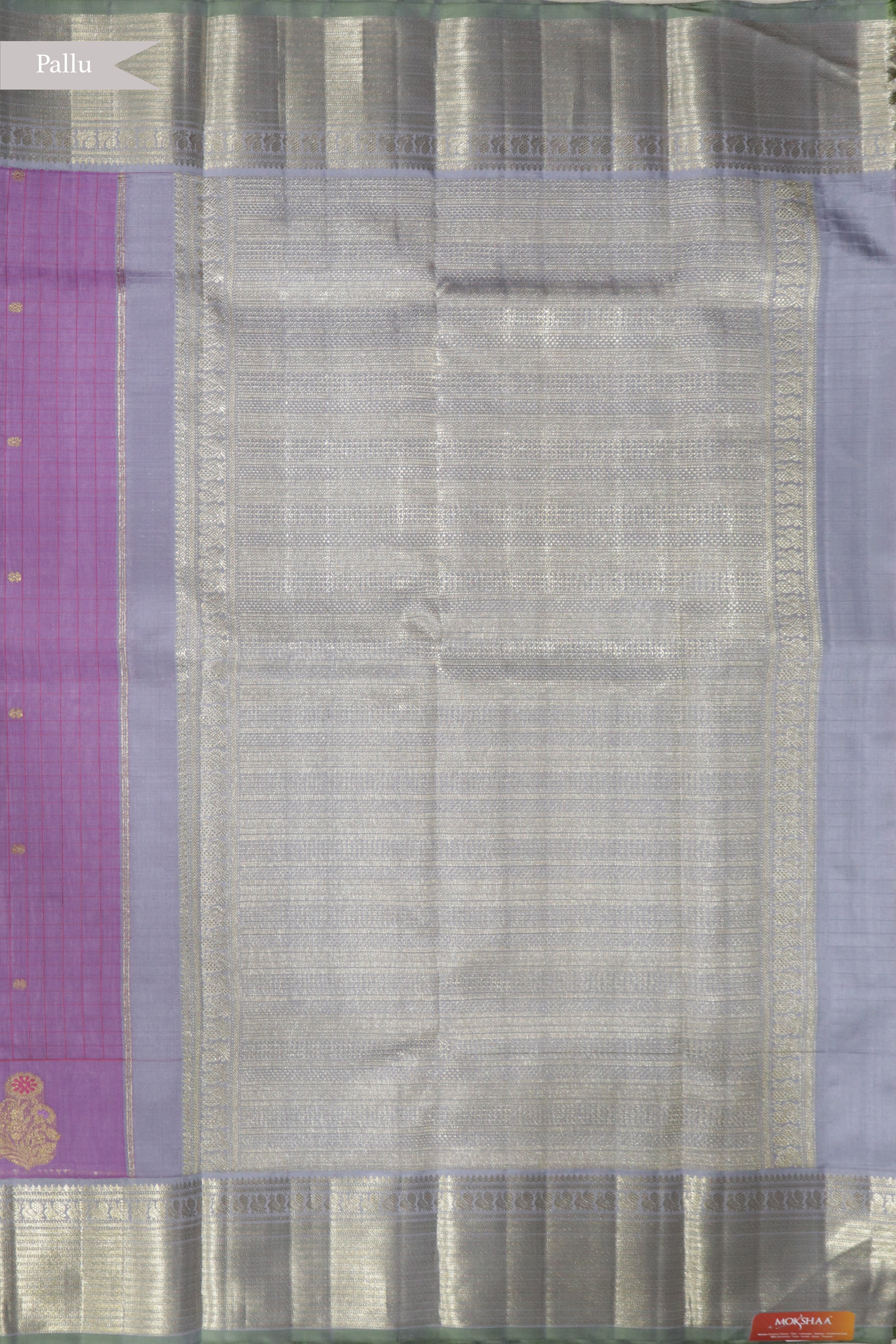 Lavender Kanchivaram Kora Silk Saree with Contrast Ash Border