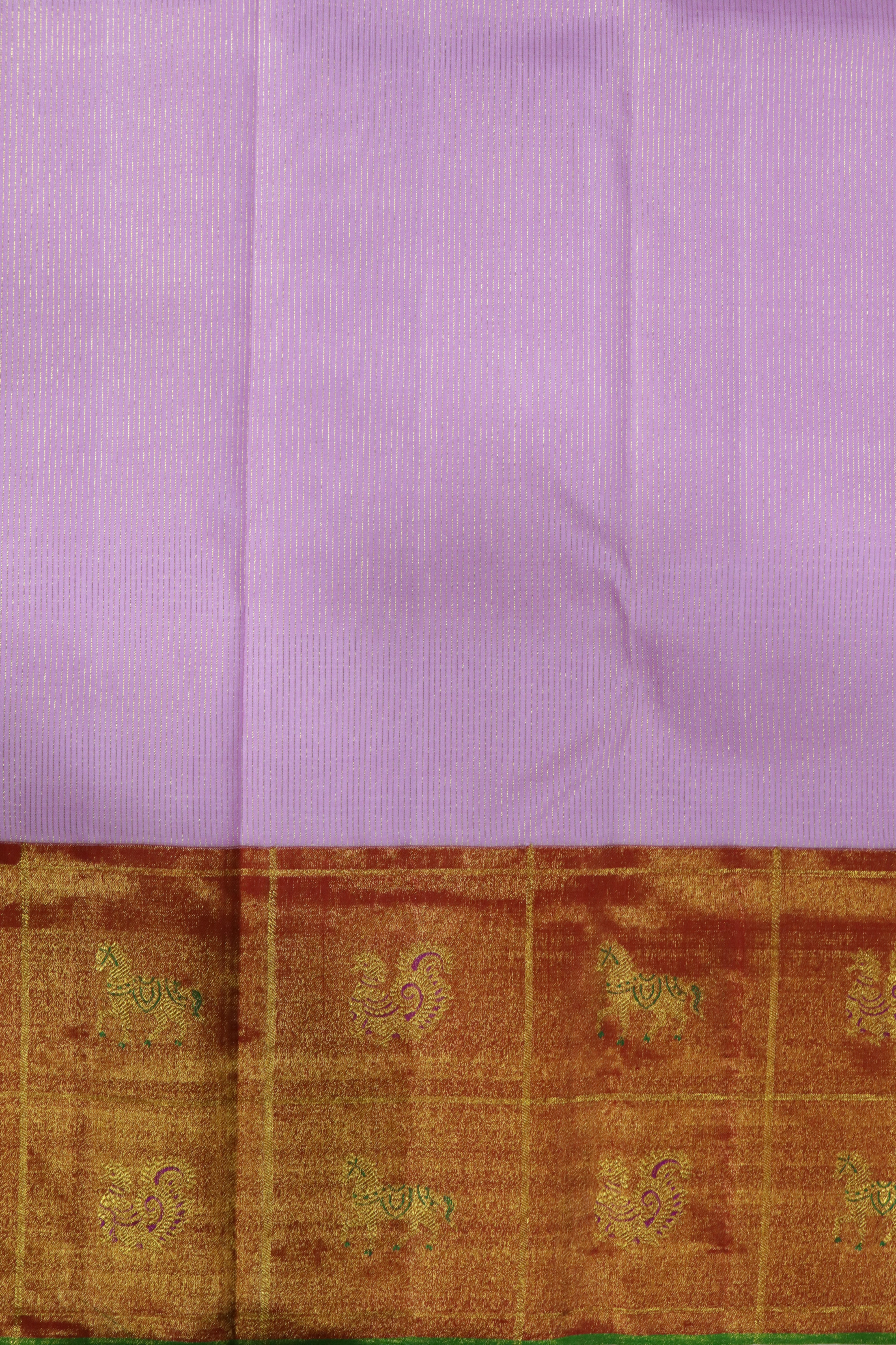 Lotus Pink Kanchivaram Silk Saree with Contrast Tissue Red Border