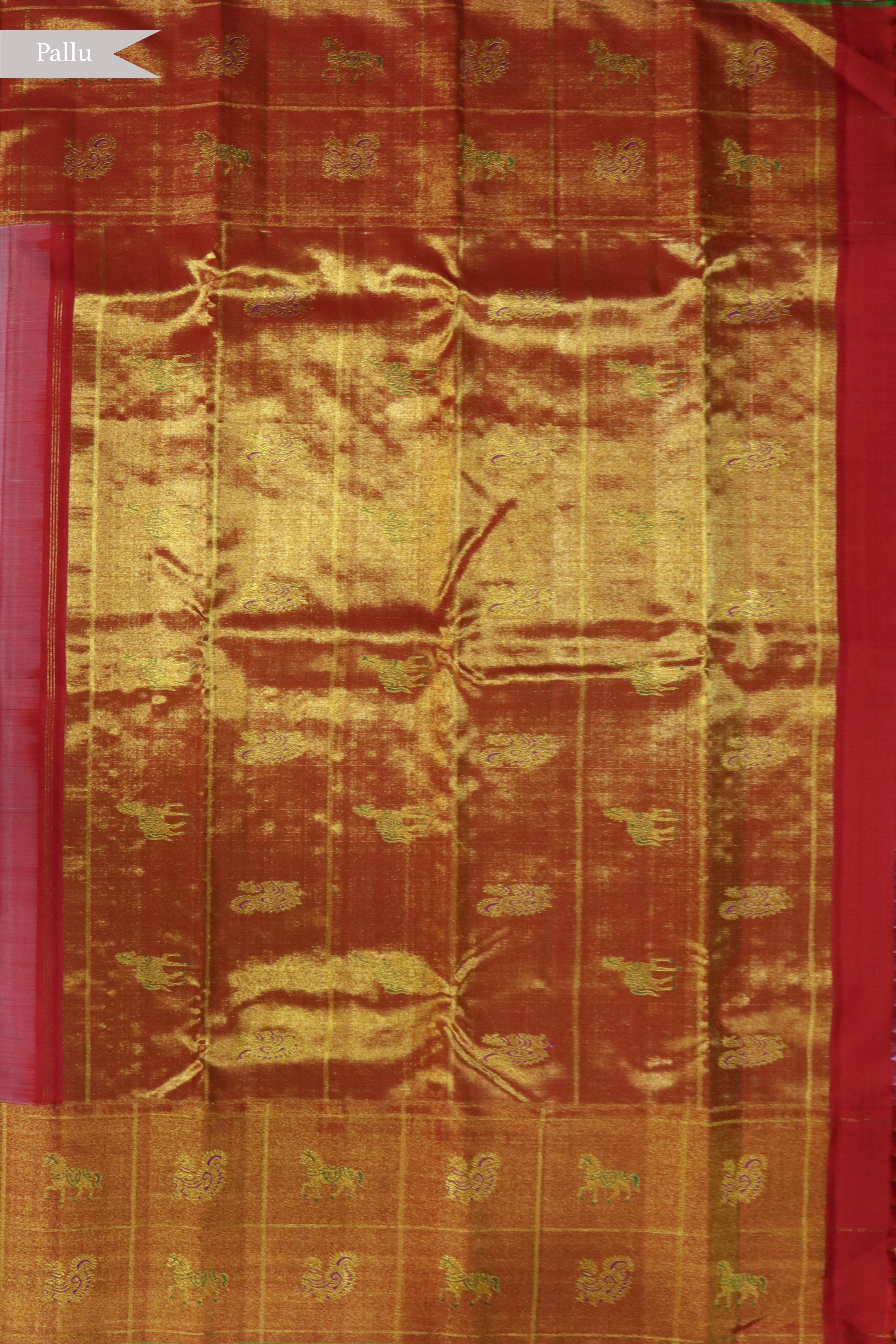Lotus Pink Kanchivaram Silk Saree with Contrast Tissue Red Border