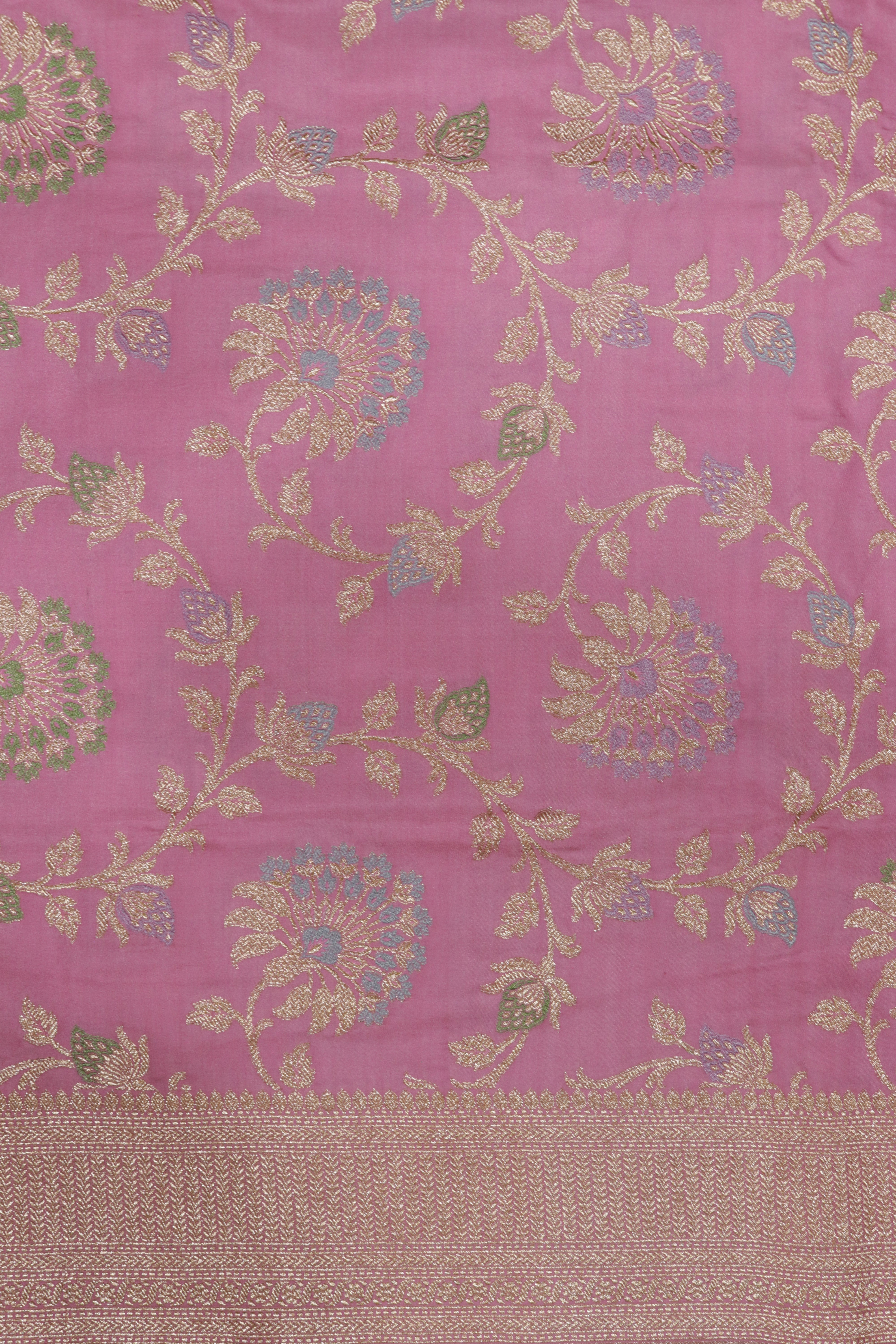 Light Pink Banarasi Silk Saree with Meenakari Jaal