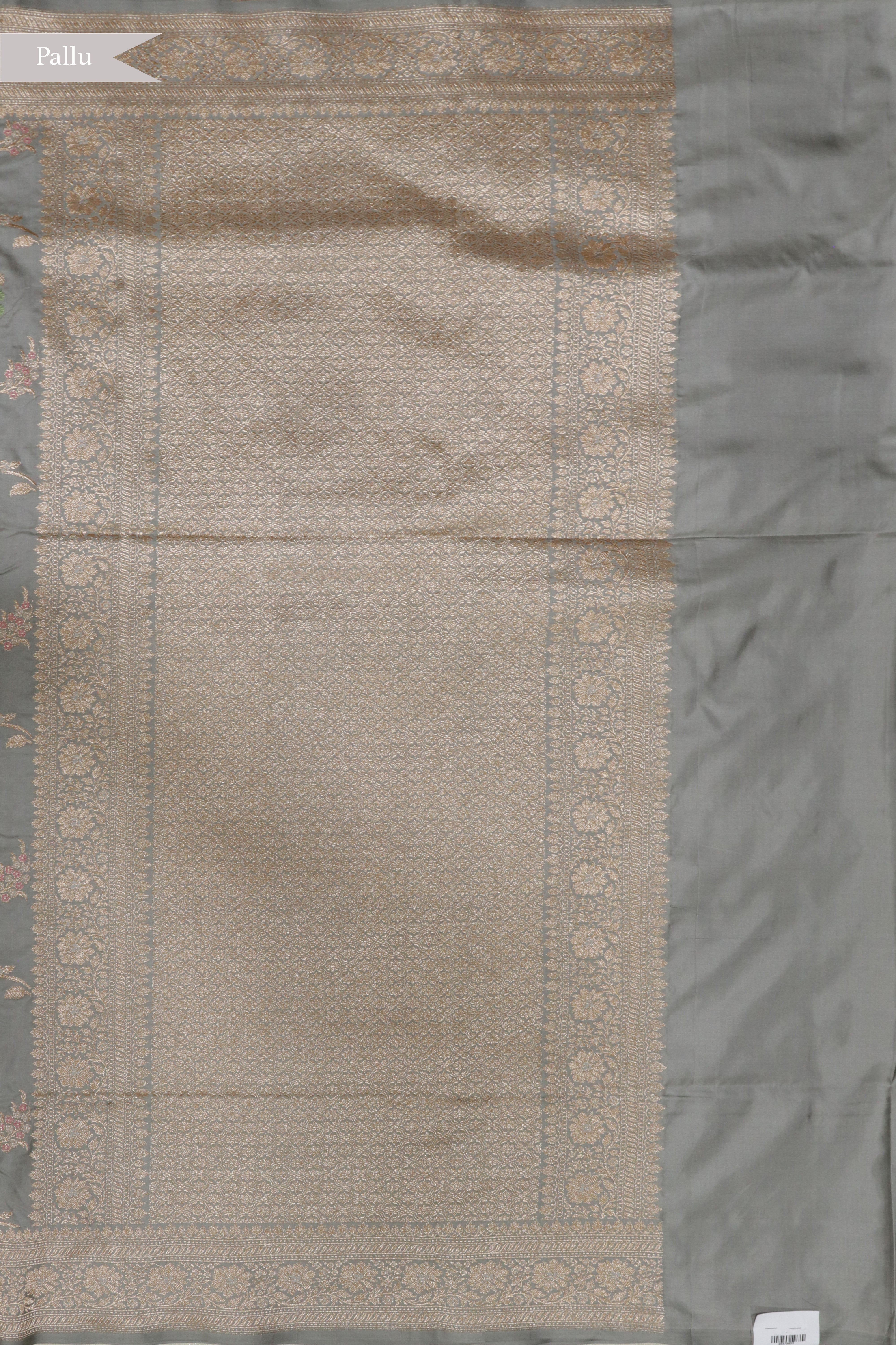 Grey Banarasi Silk Saree with Meena Jaal