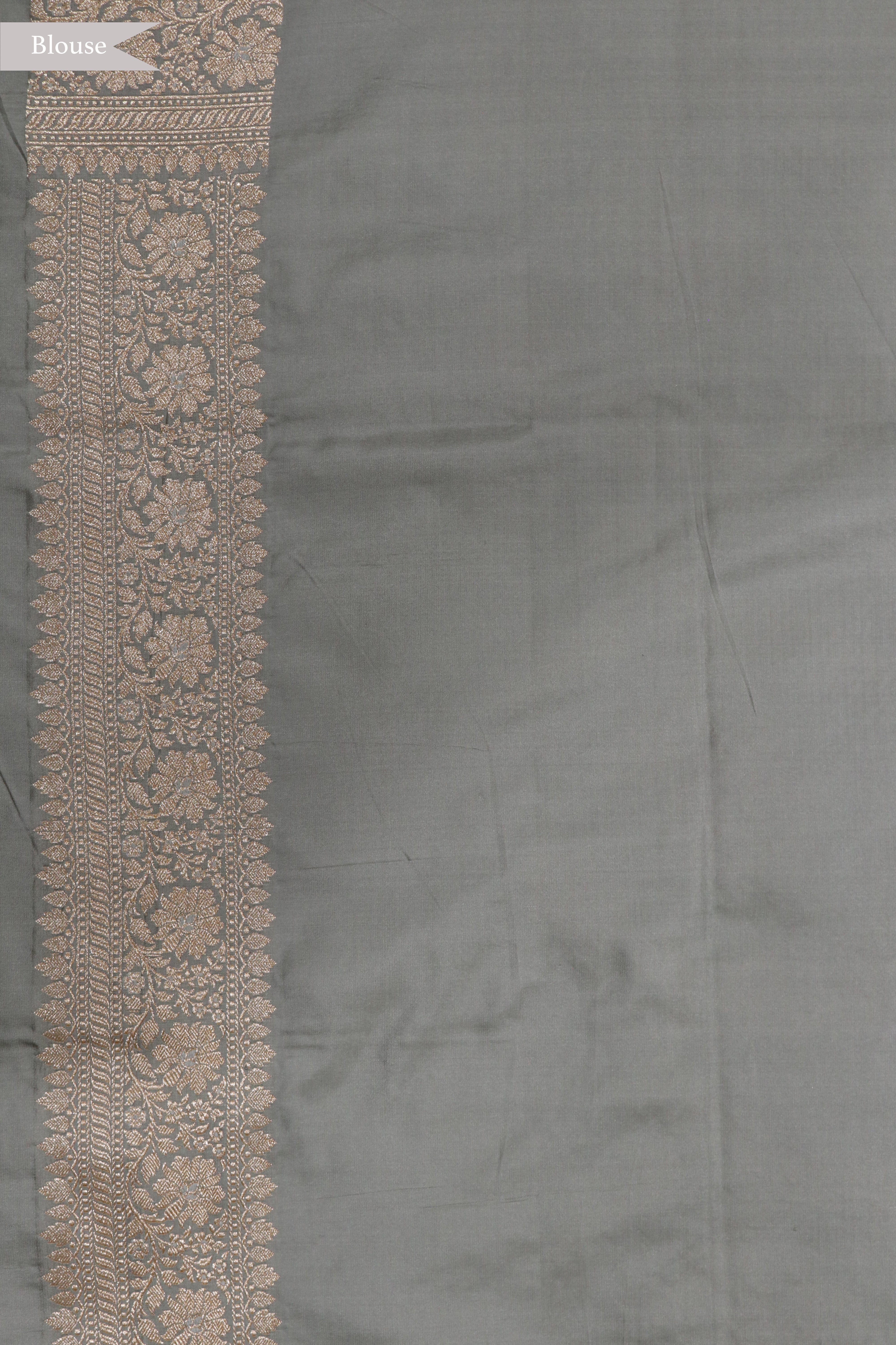 Grey Banarasi Silk Saree with Meena Jaal