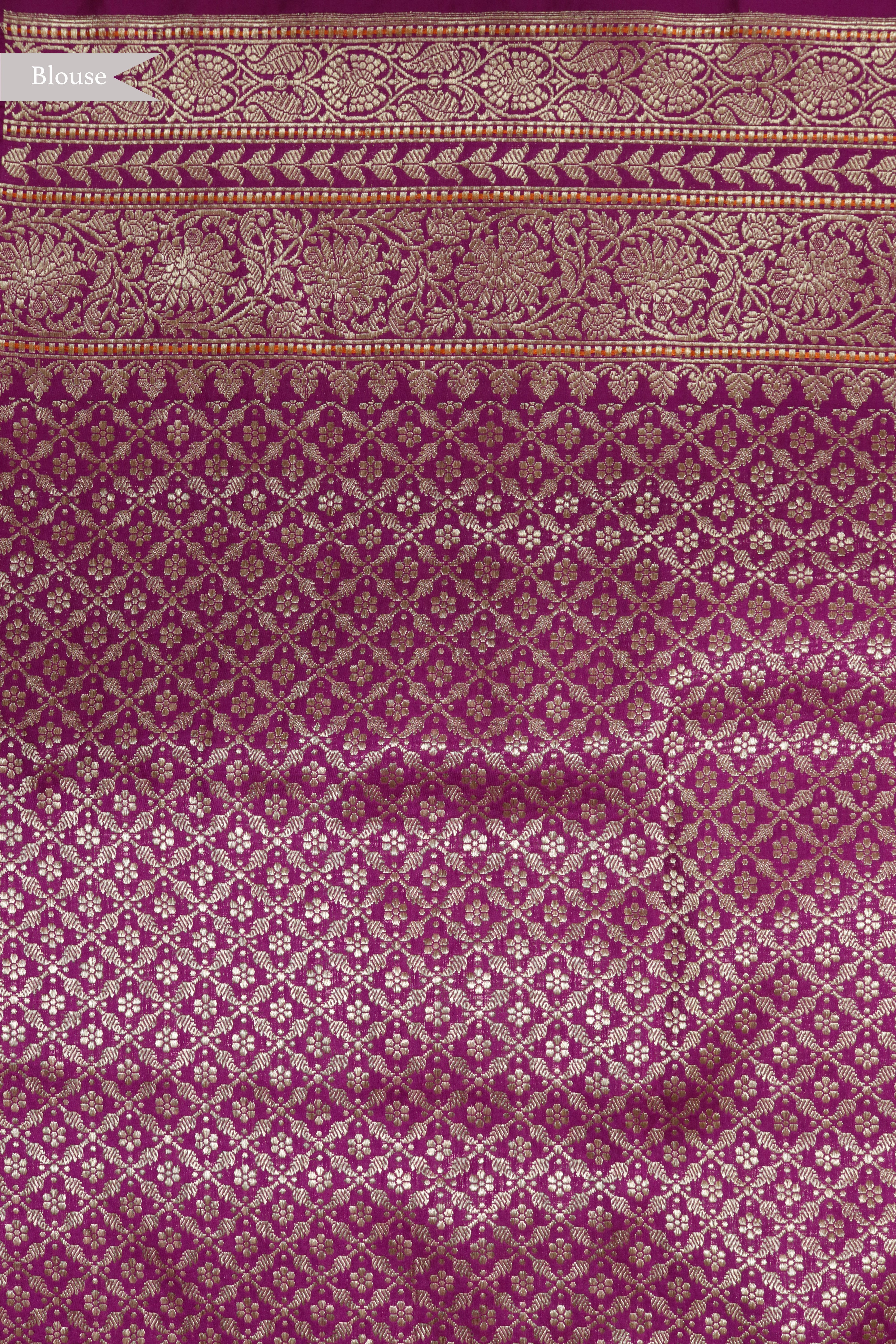 Mustard Green Banarasi Silk Saree with Zari Butti and Contrast Magenta Zari Border