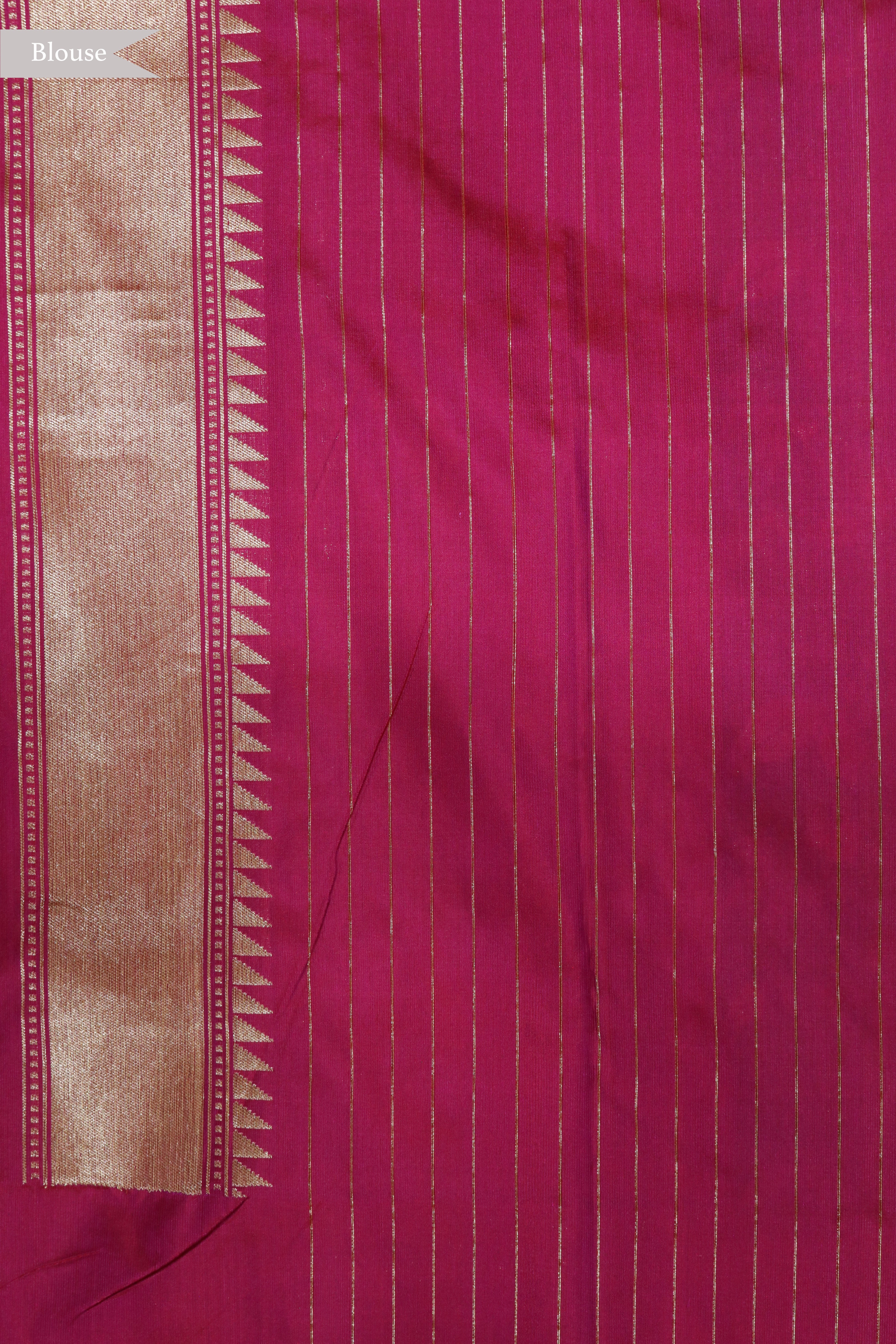 Pink Banarasi Silk Saree with Self Zari Motifs and Meenakari Floral Border