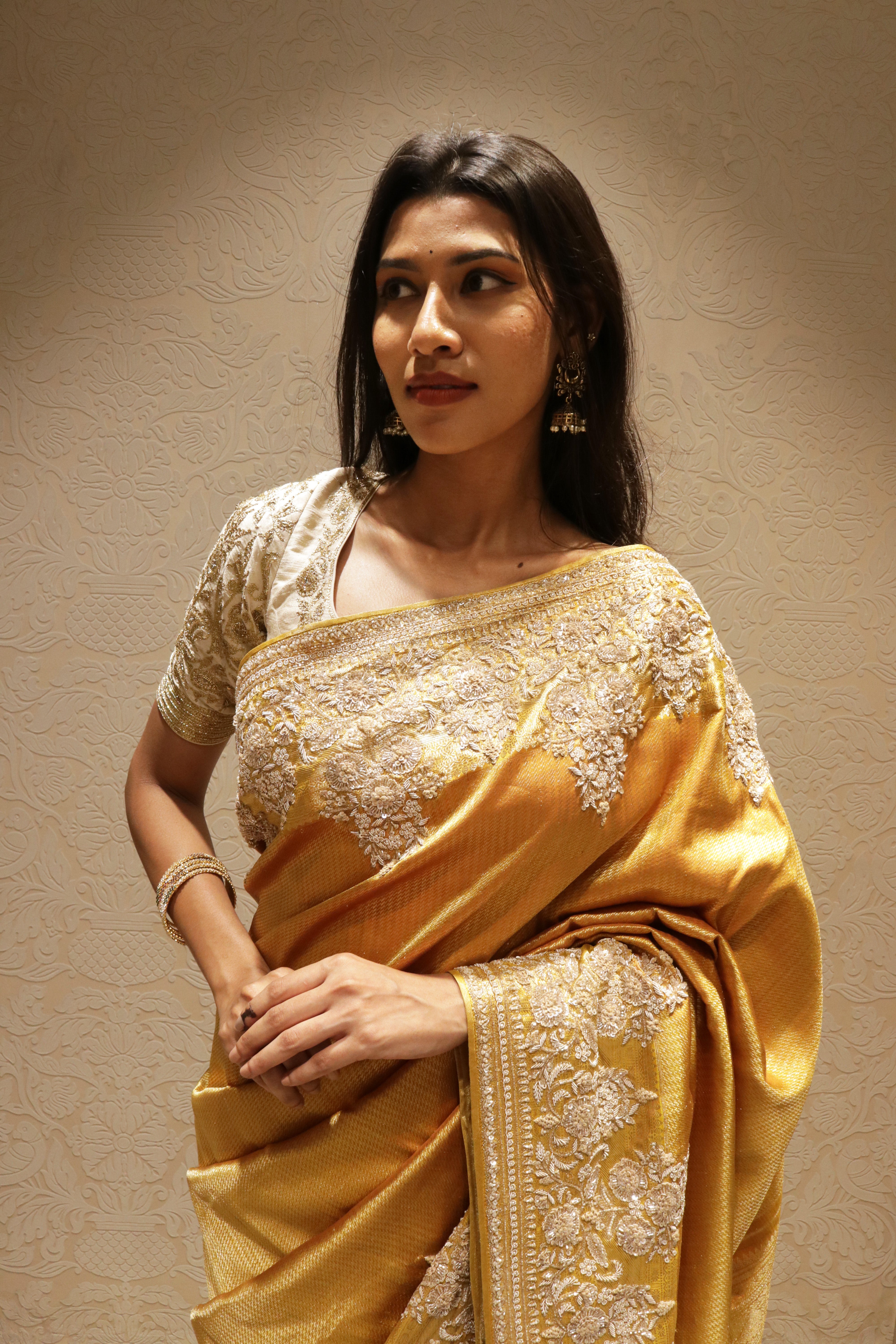 Mustard Kanchipuram Silk Saree