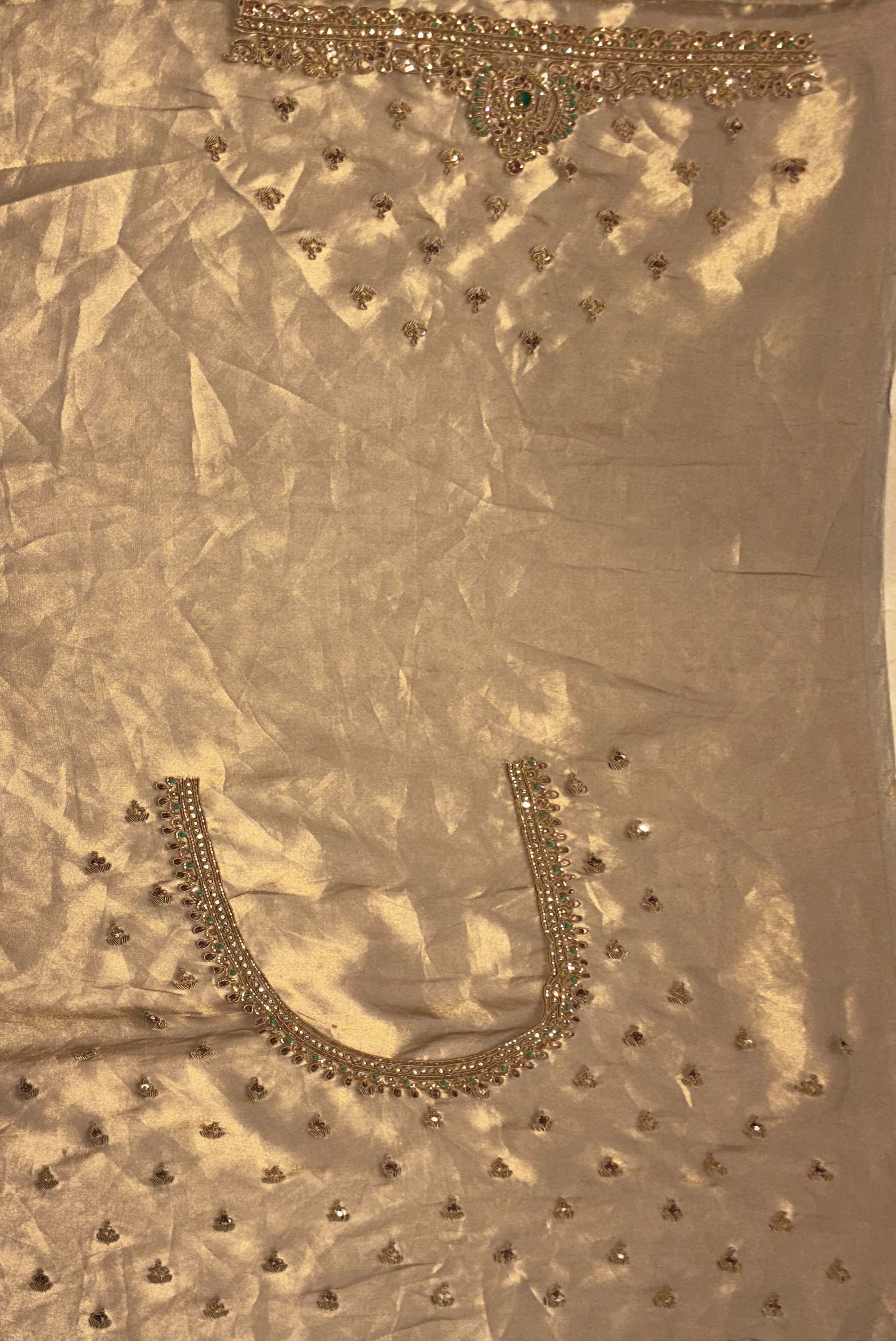 Antique Gold Tissue Zardosi Saree