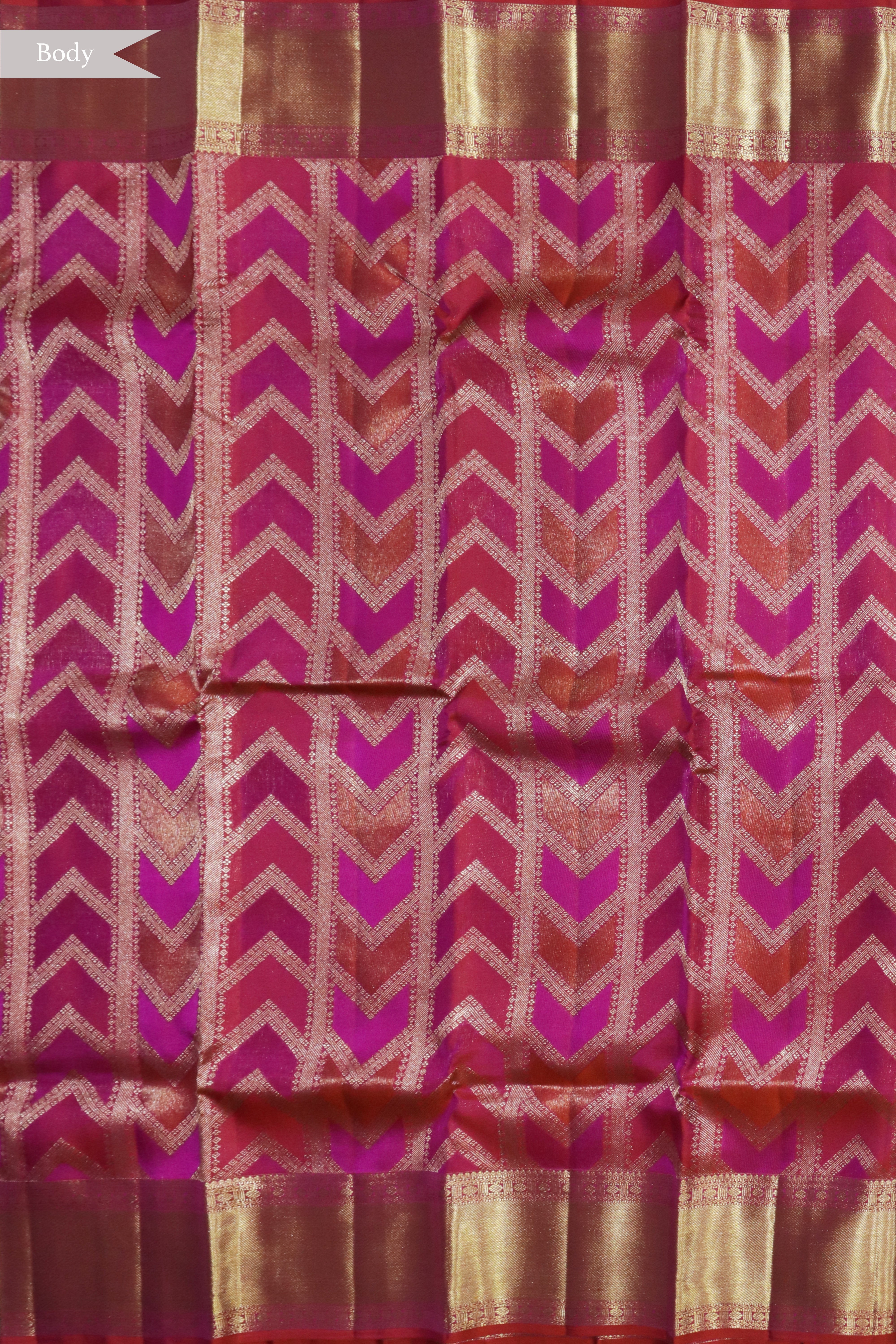 Coral Geometric Kanchivaram Silk Saree