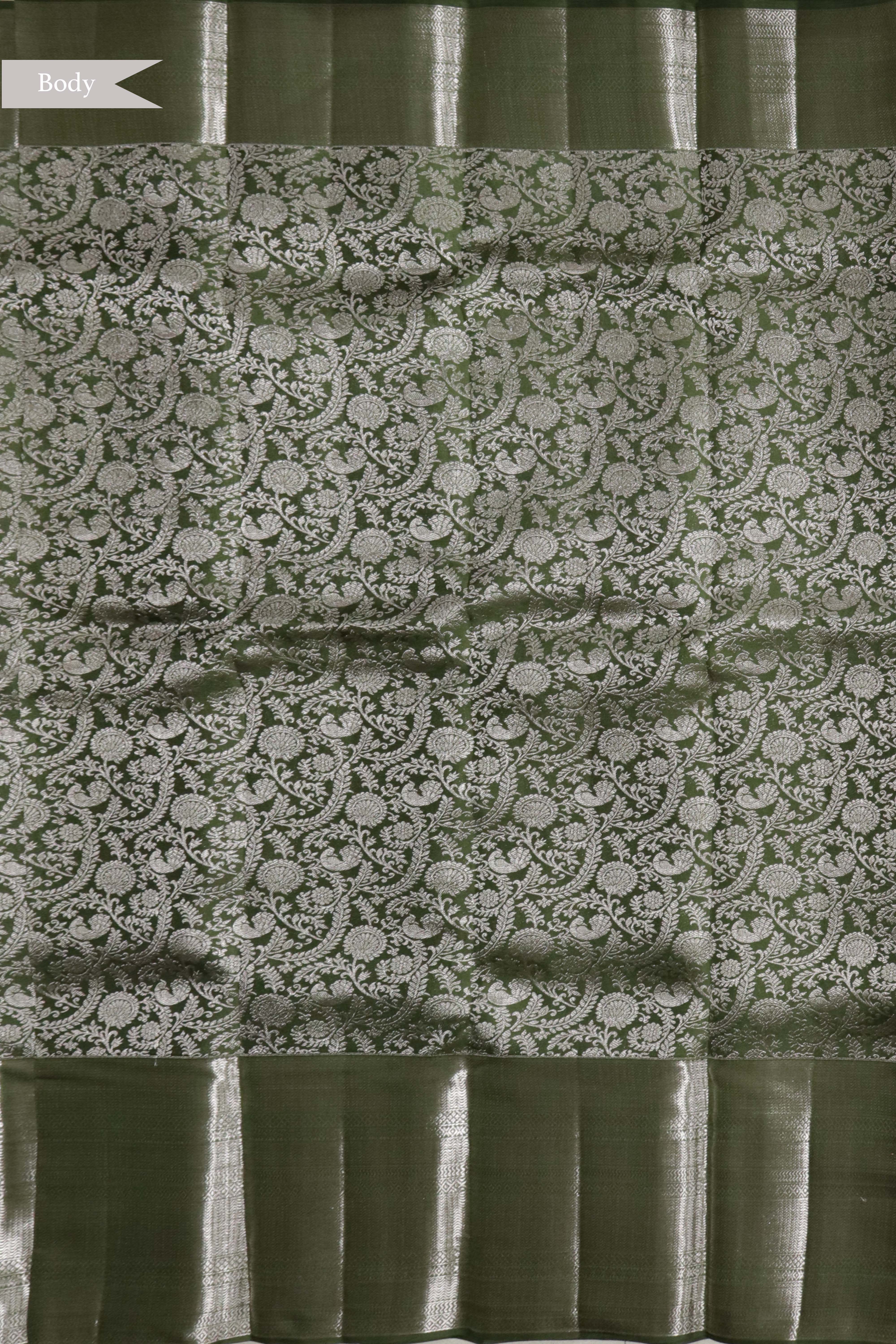 Olive Green Kanchivaram Silk Saree