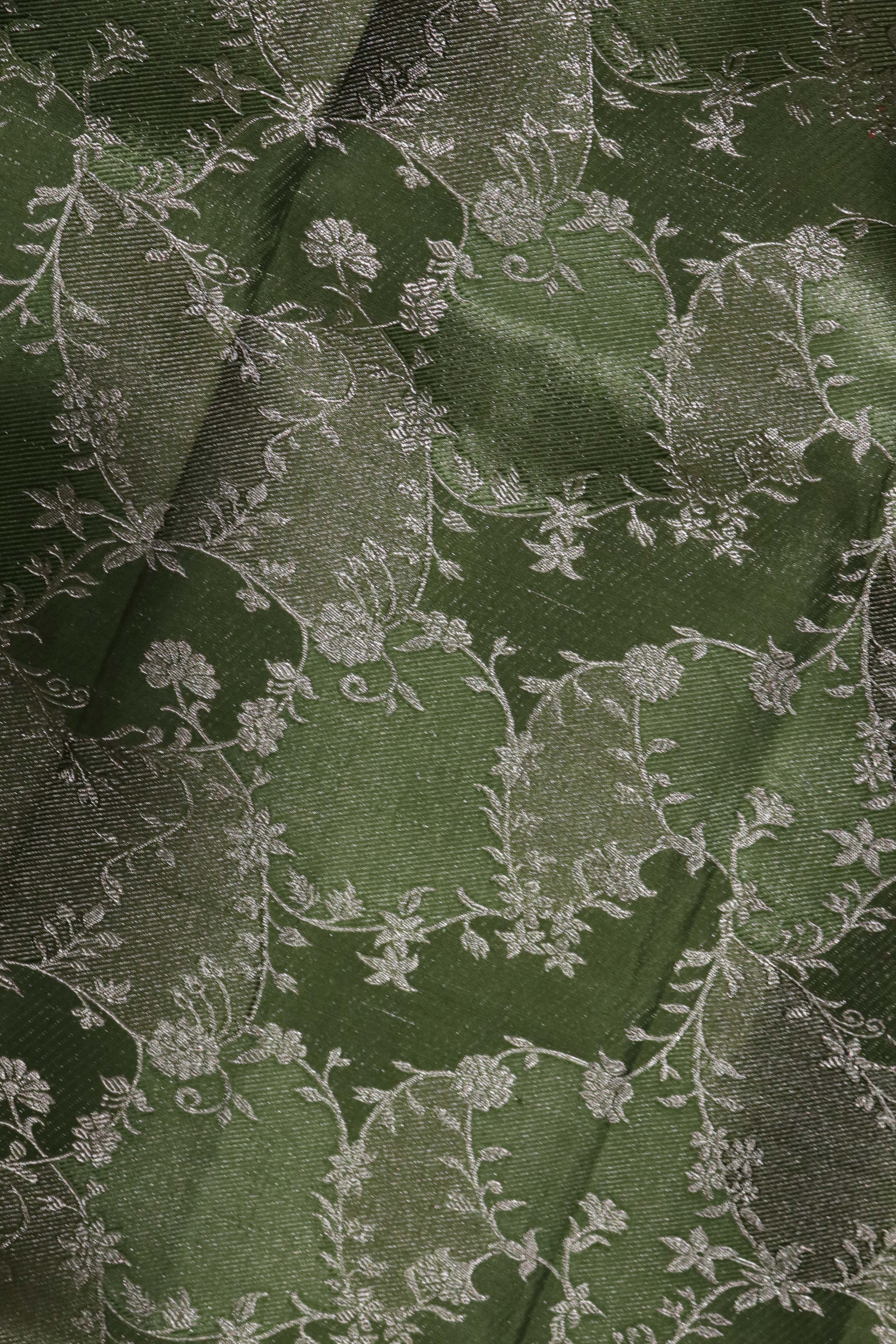 Olive Green Kanchivaram Silk Saree